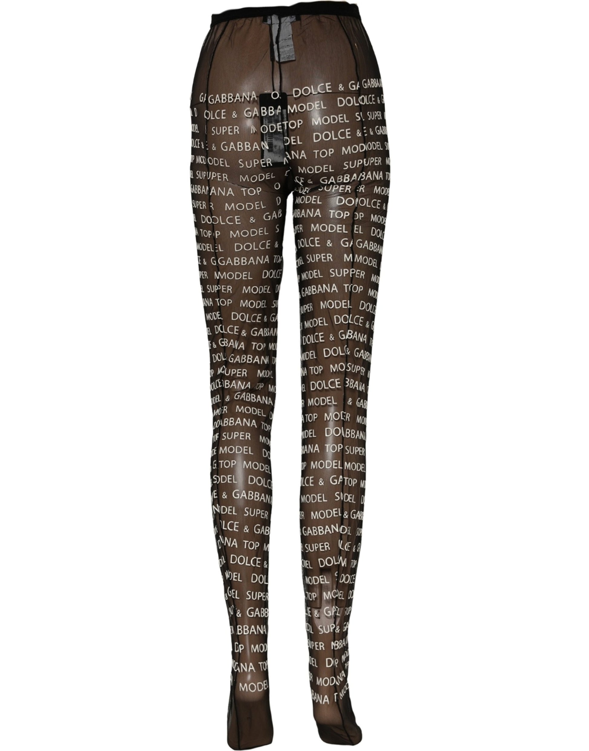 Black White All Over Print Sheer Stretch Tights Socks