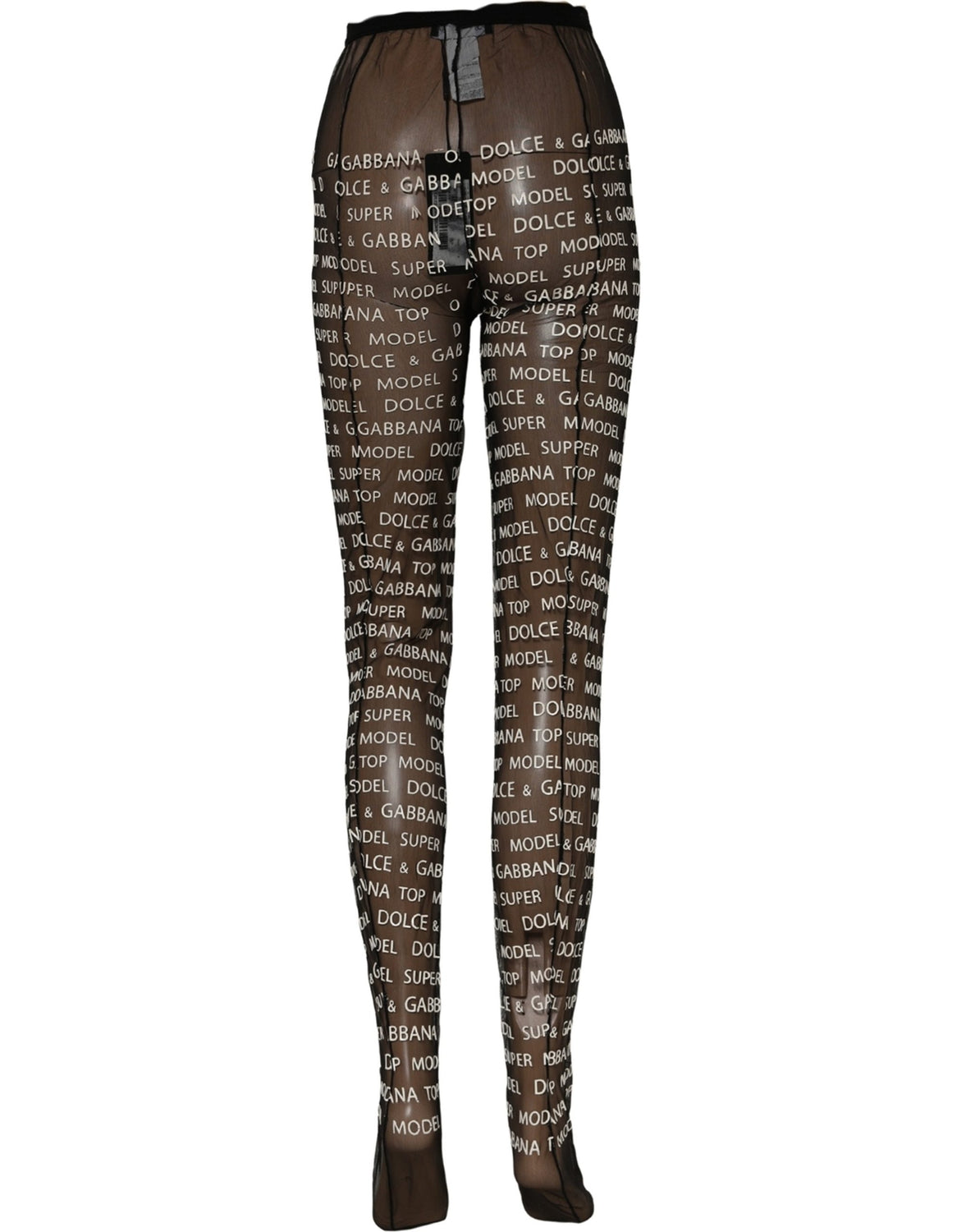 Black White All Over Print Sheer Stretch Tights Socks