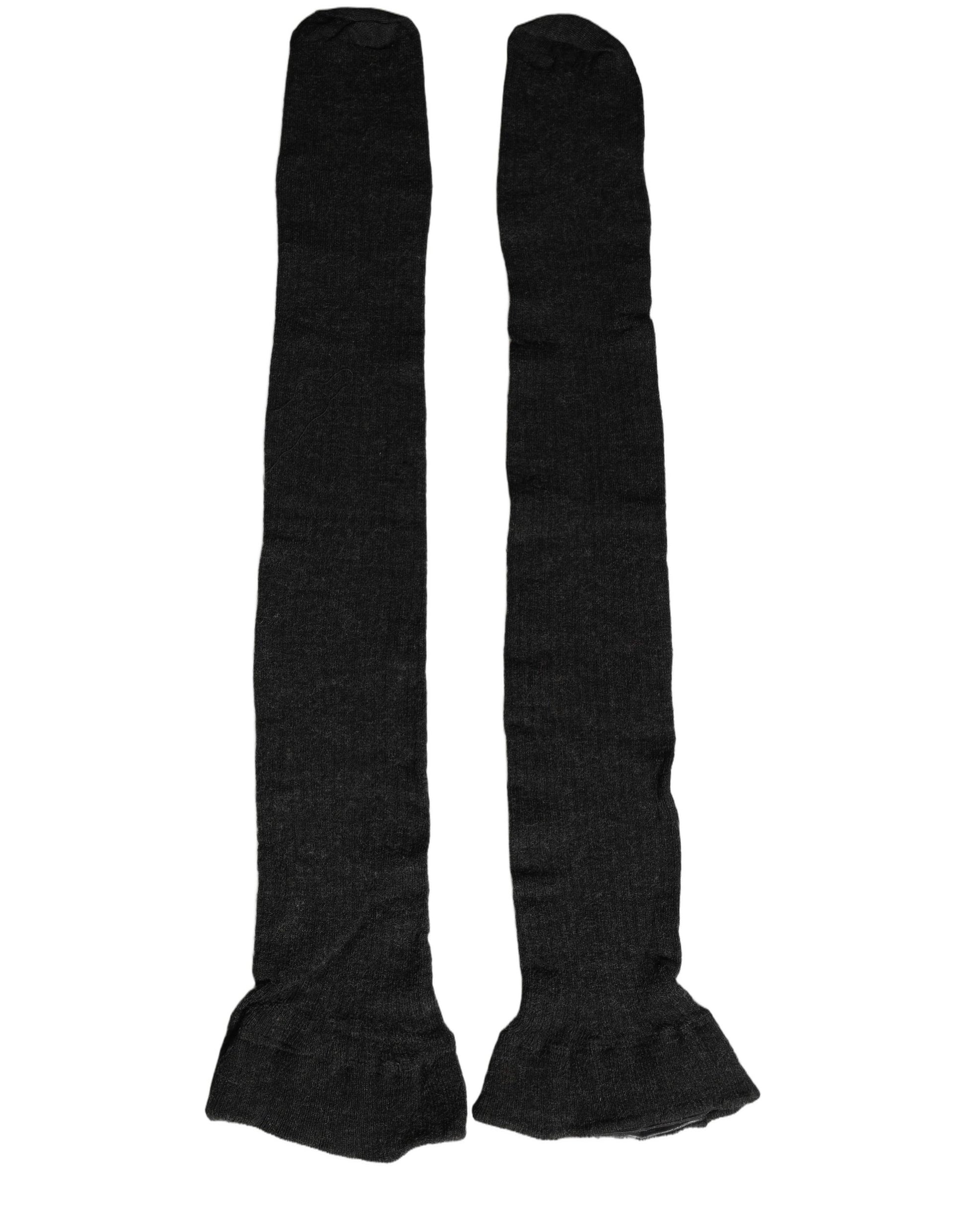 Black Wool Over Calf Long Women Accessory Socks