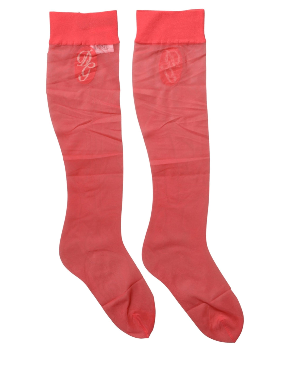 Red Nylon Mesh Sheer Calf Long Accessory Socks