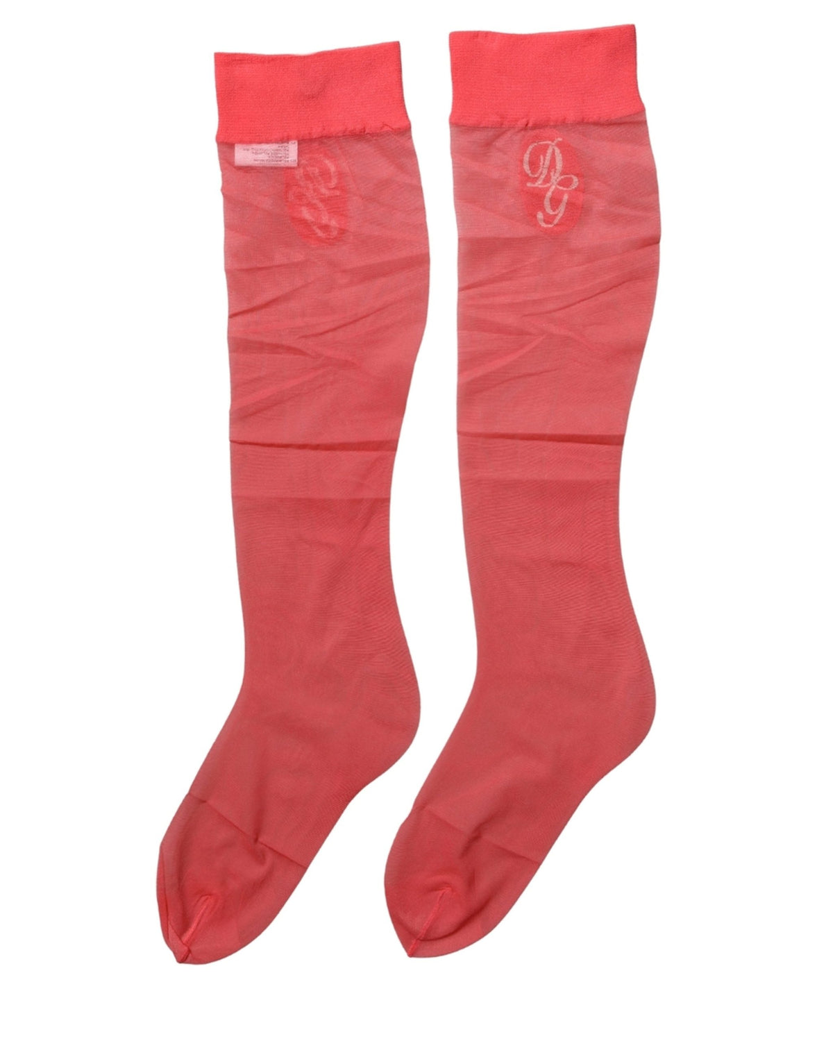 Red Nylon Mesh Sheer Calf Long Accessory Socks