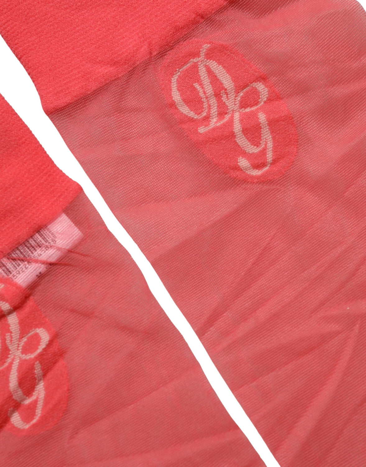 Red Nylon Mesh Sheer Calf Long Accessory Socks
