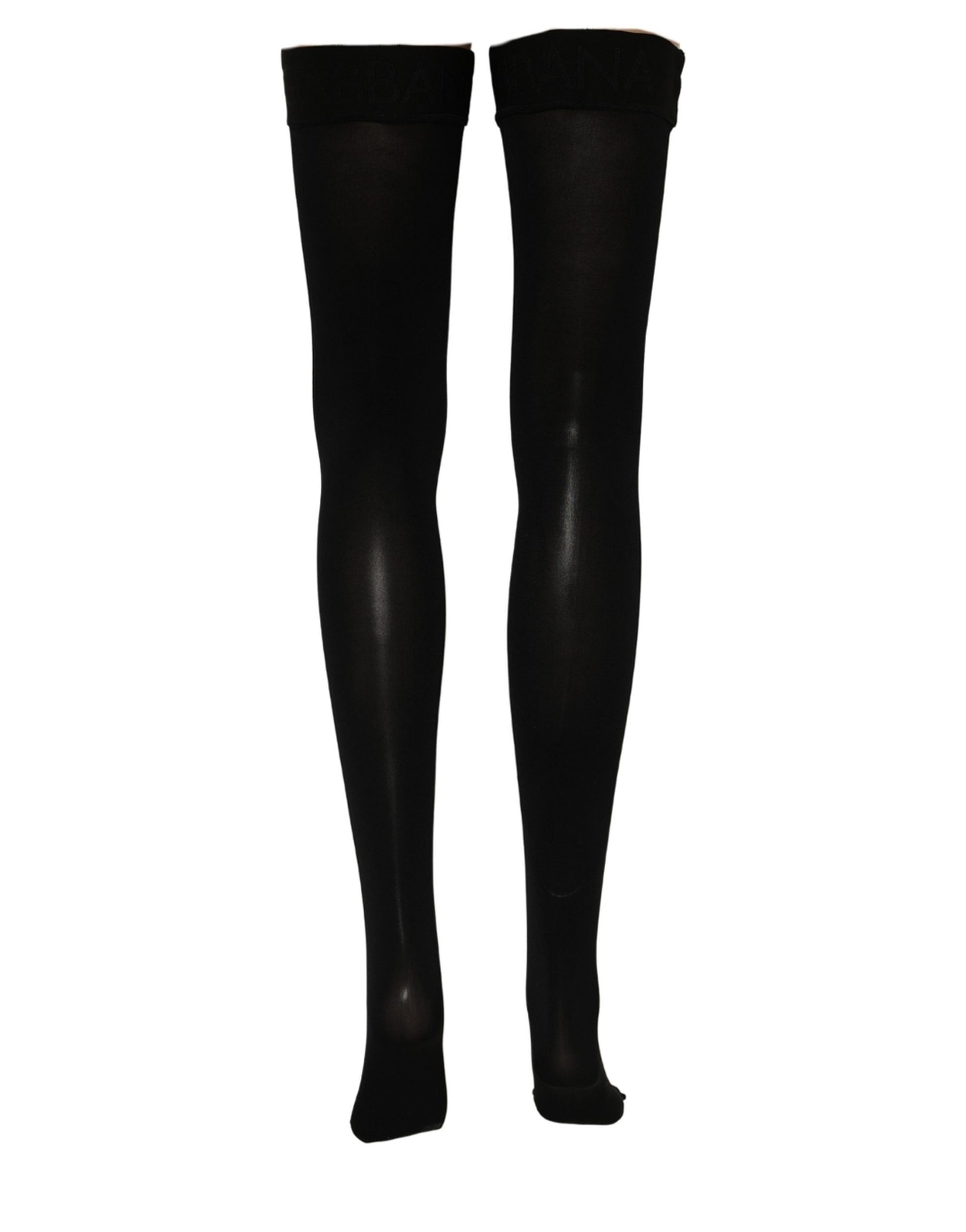 Black 100% Nylon Thigh High Stockings Socks