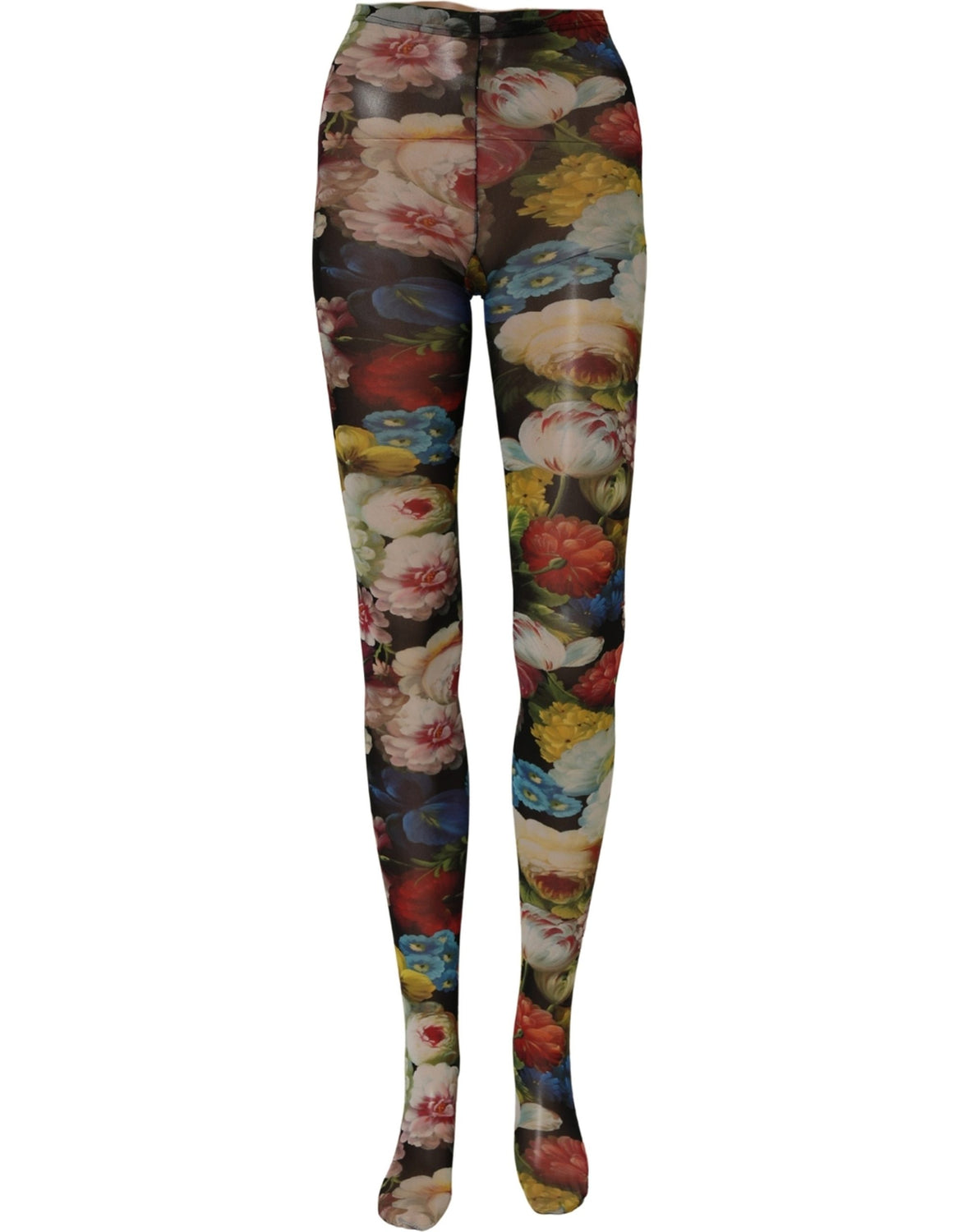 Black Floral Print Tights Sheer Stockings Socks