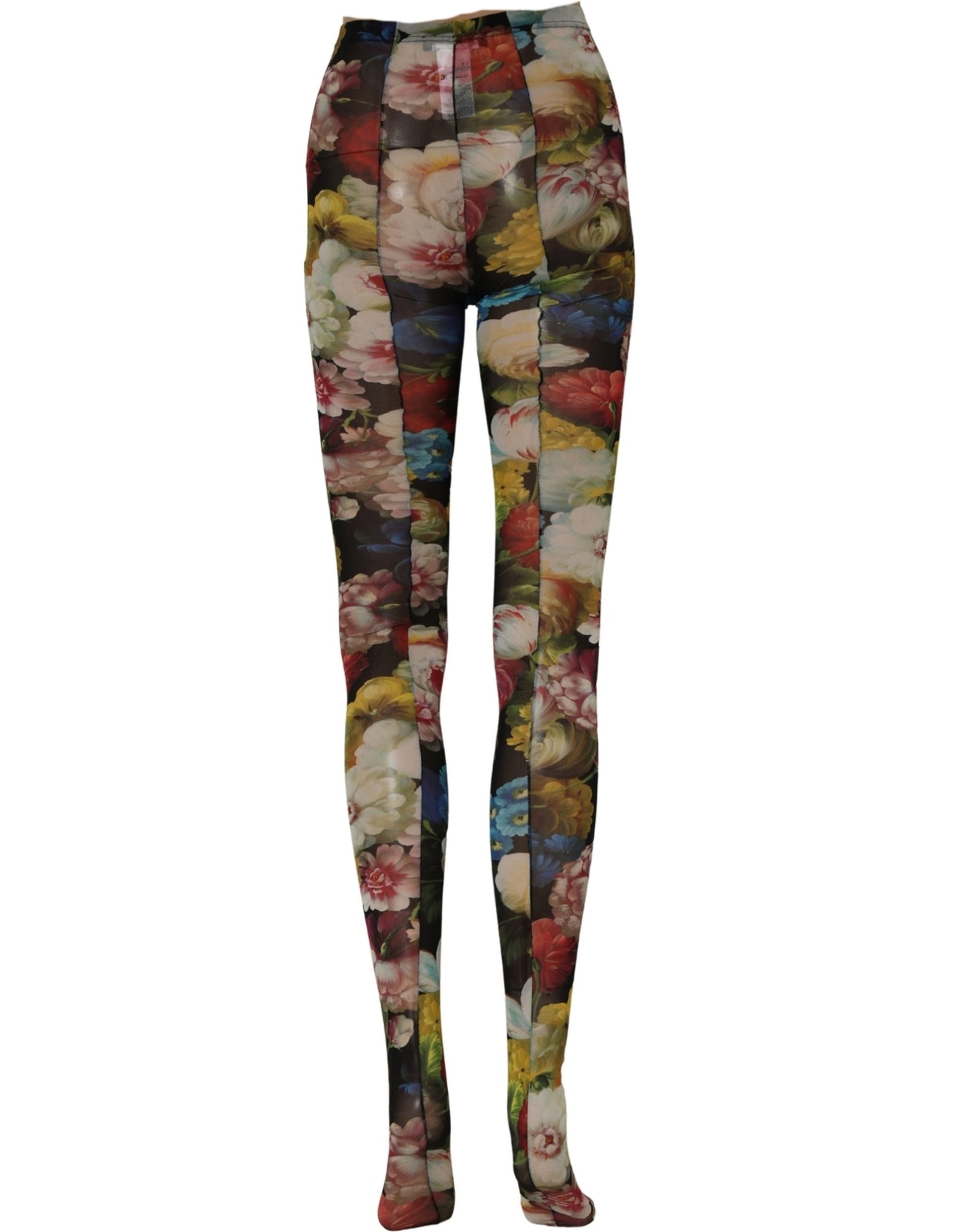 Black Floral Print Tights Sheer Stockings Socks