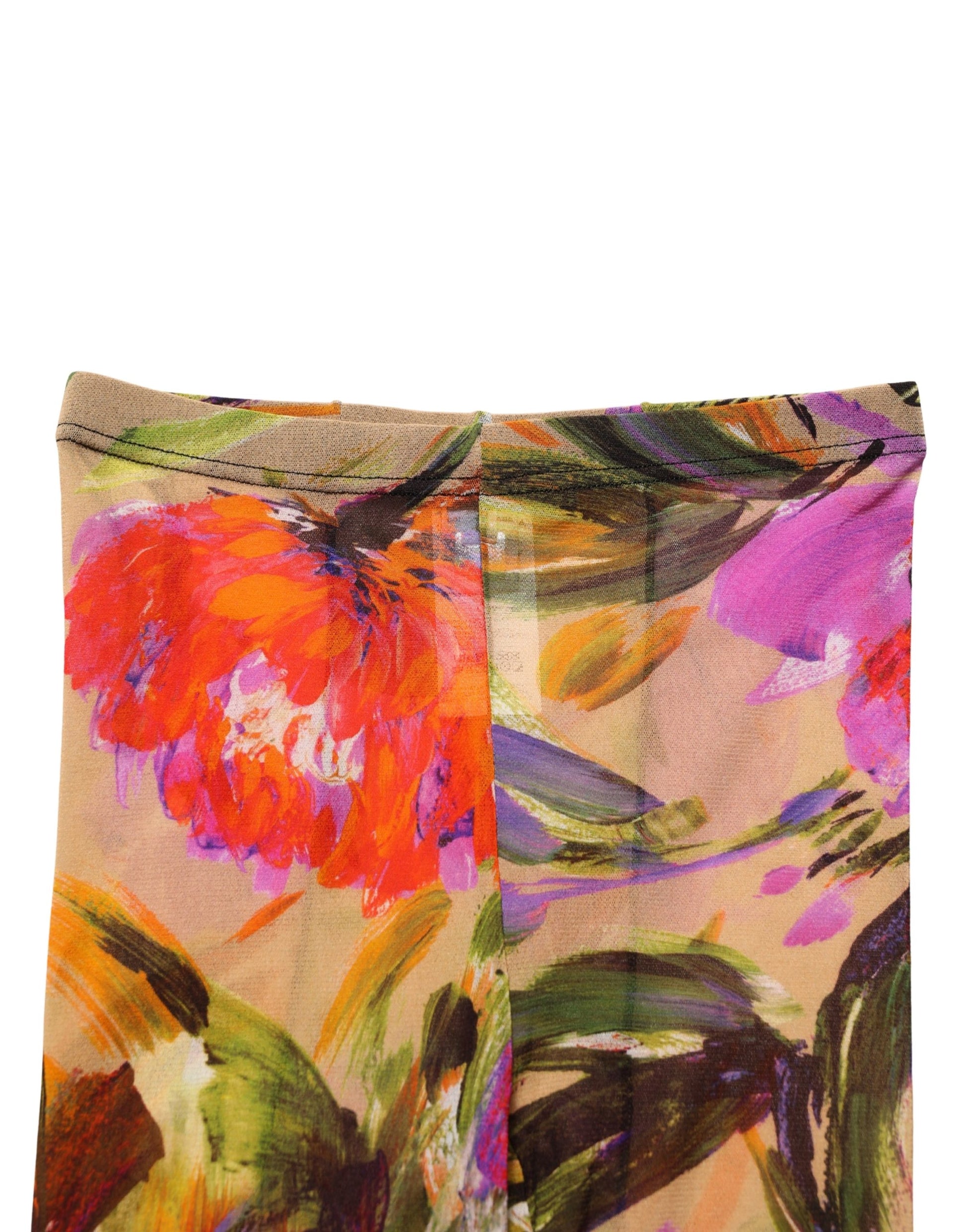 Beige Floral Print Tights Sheer Stockings Socks