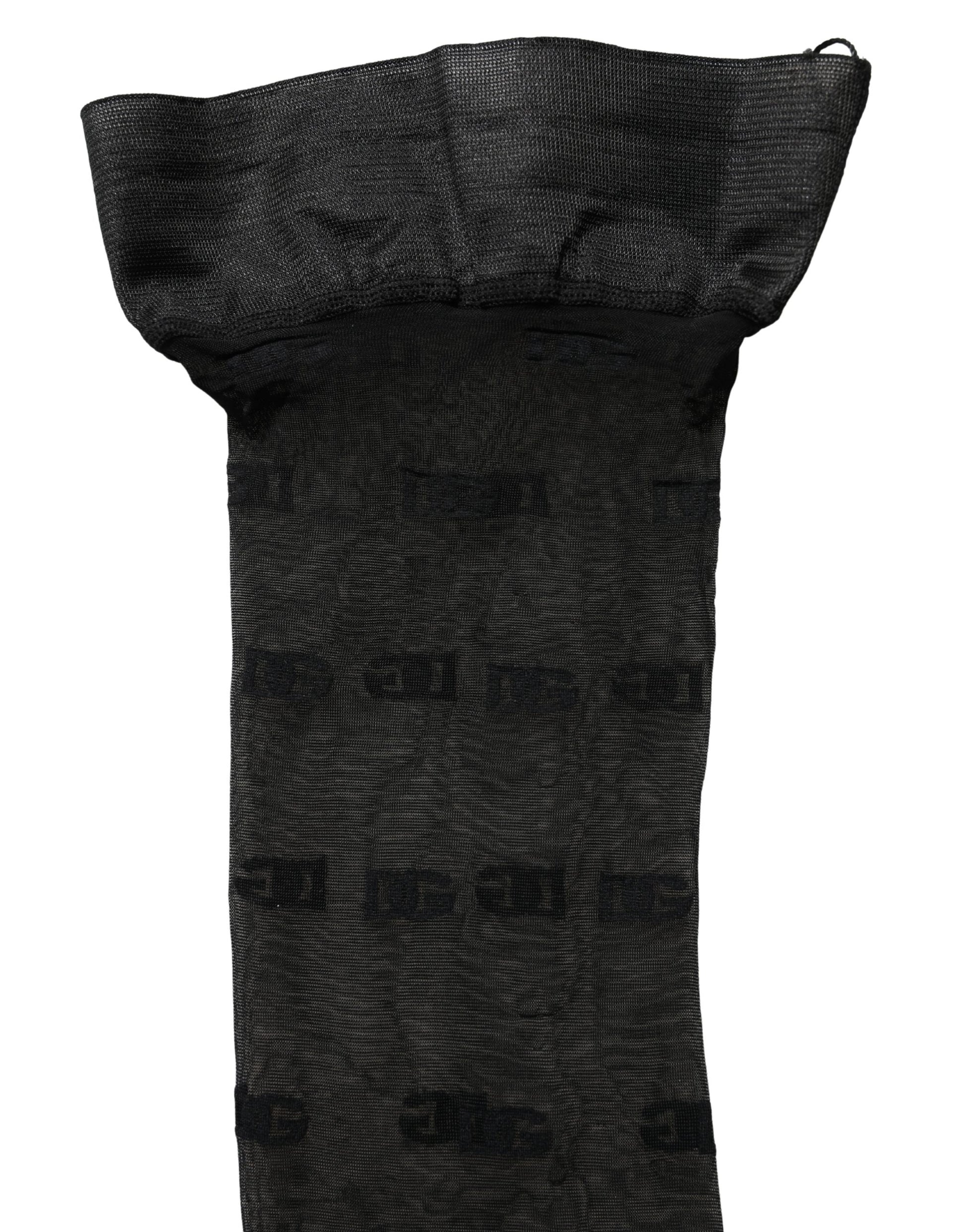 Black Sheer Logo Monogram Tights Stockings Socks