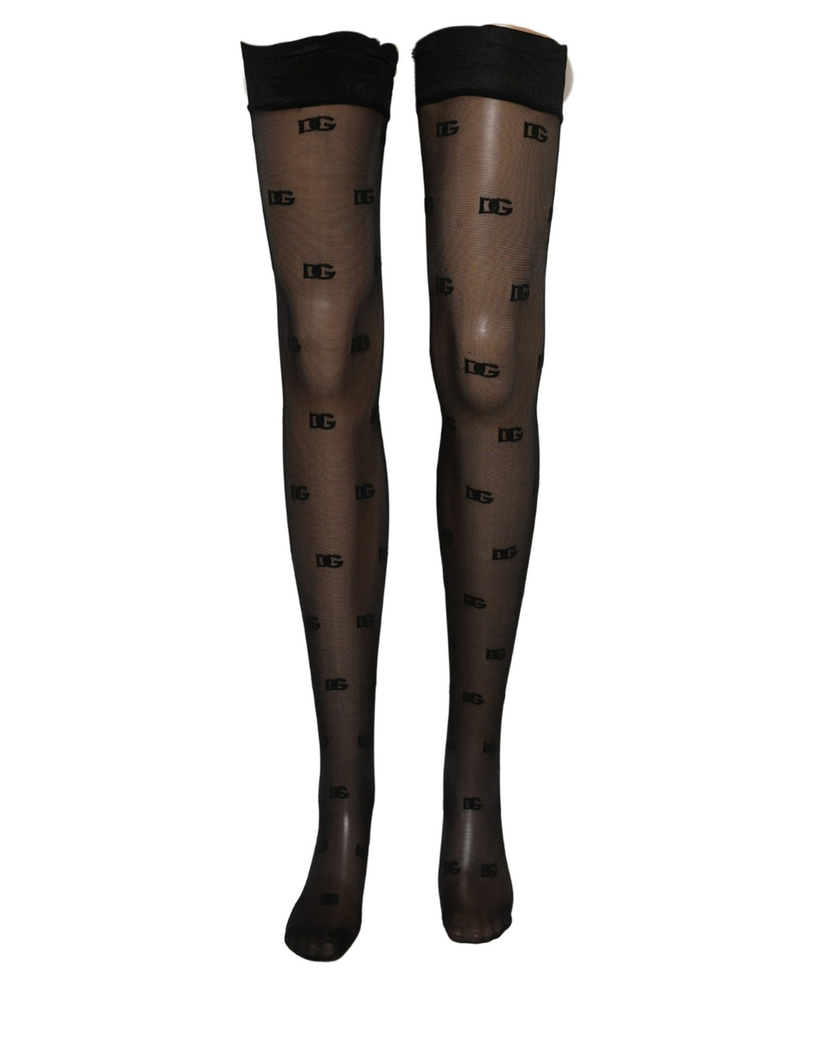 Black Sheer Logo Monogram Tights Stockings Socks