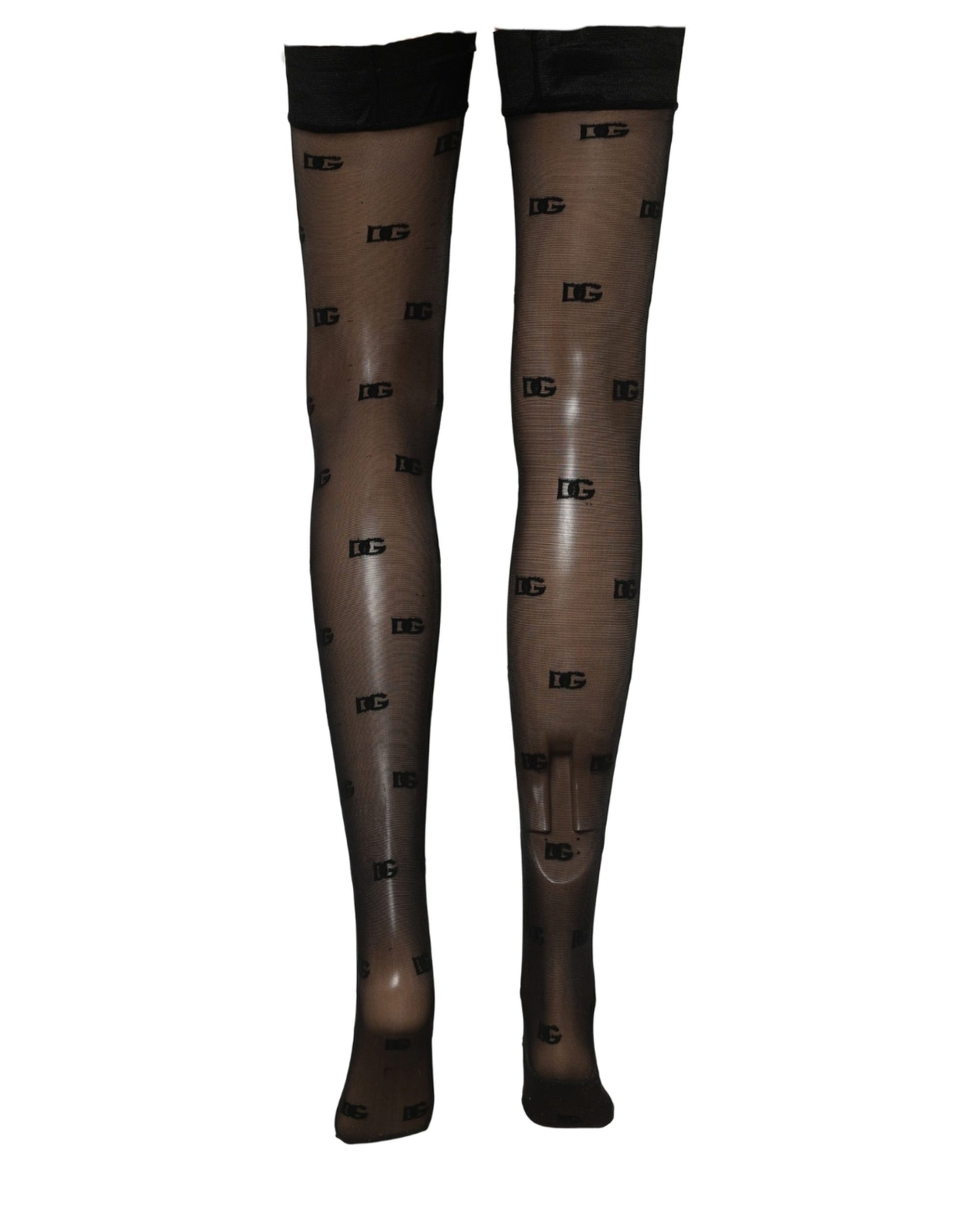 Black Sheer Logo Monogram Tights Stockings Socks