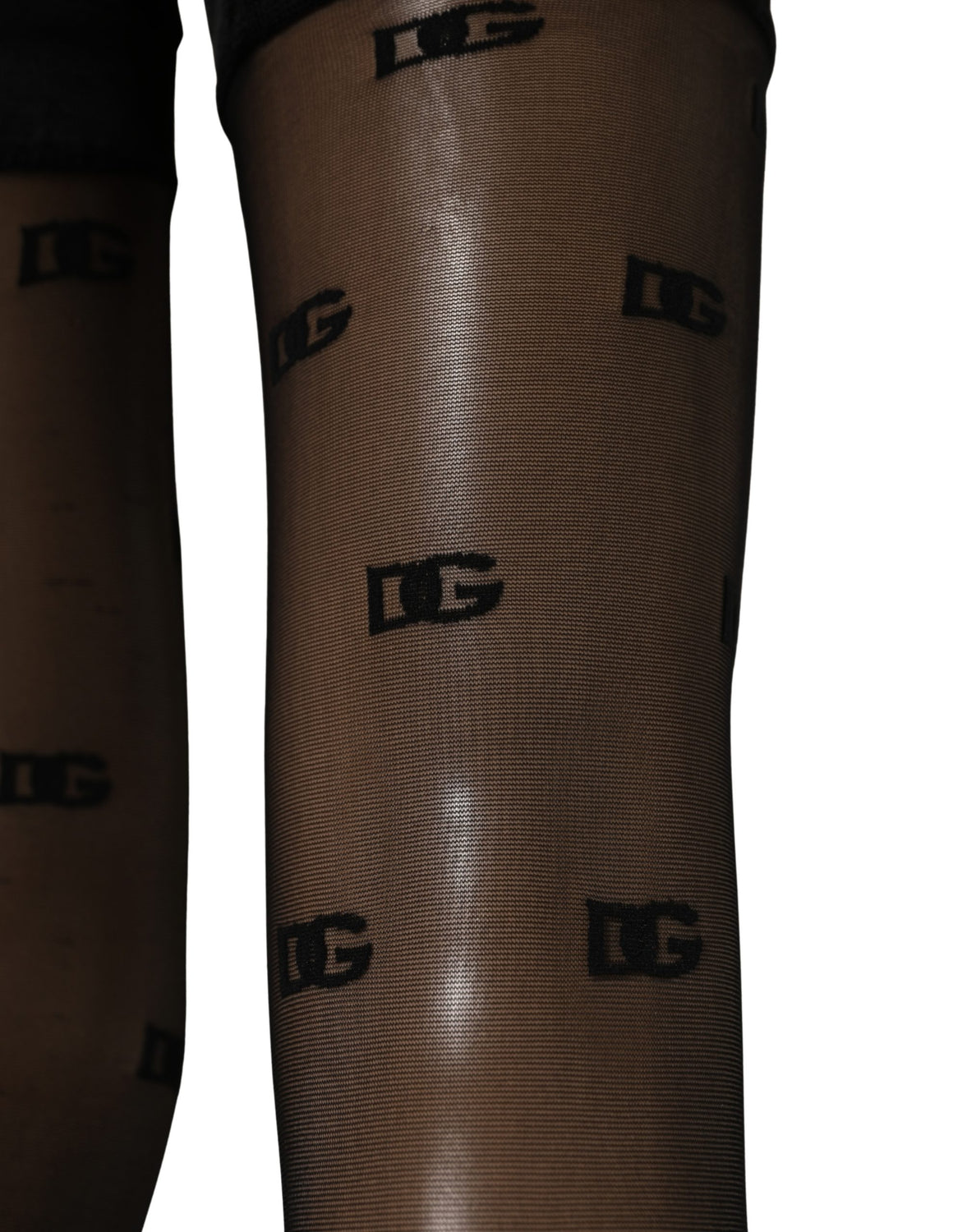 Black Sheer Logo Monogram Tights Stockings Socks