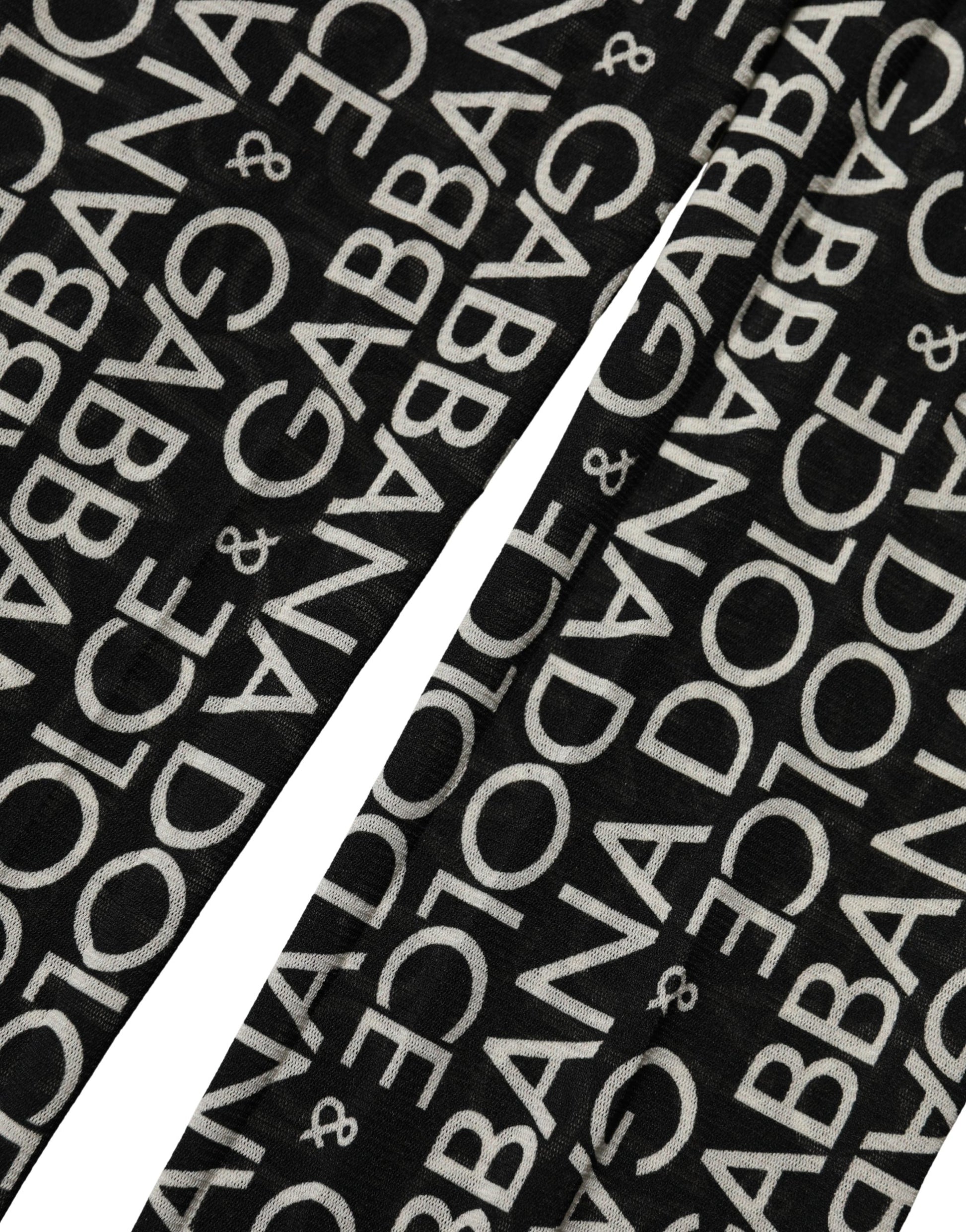 Black White All Over Print Sheer Stretch Tights Socks