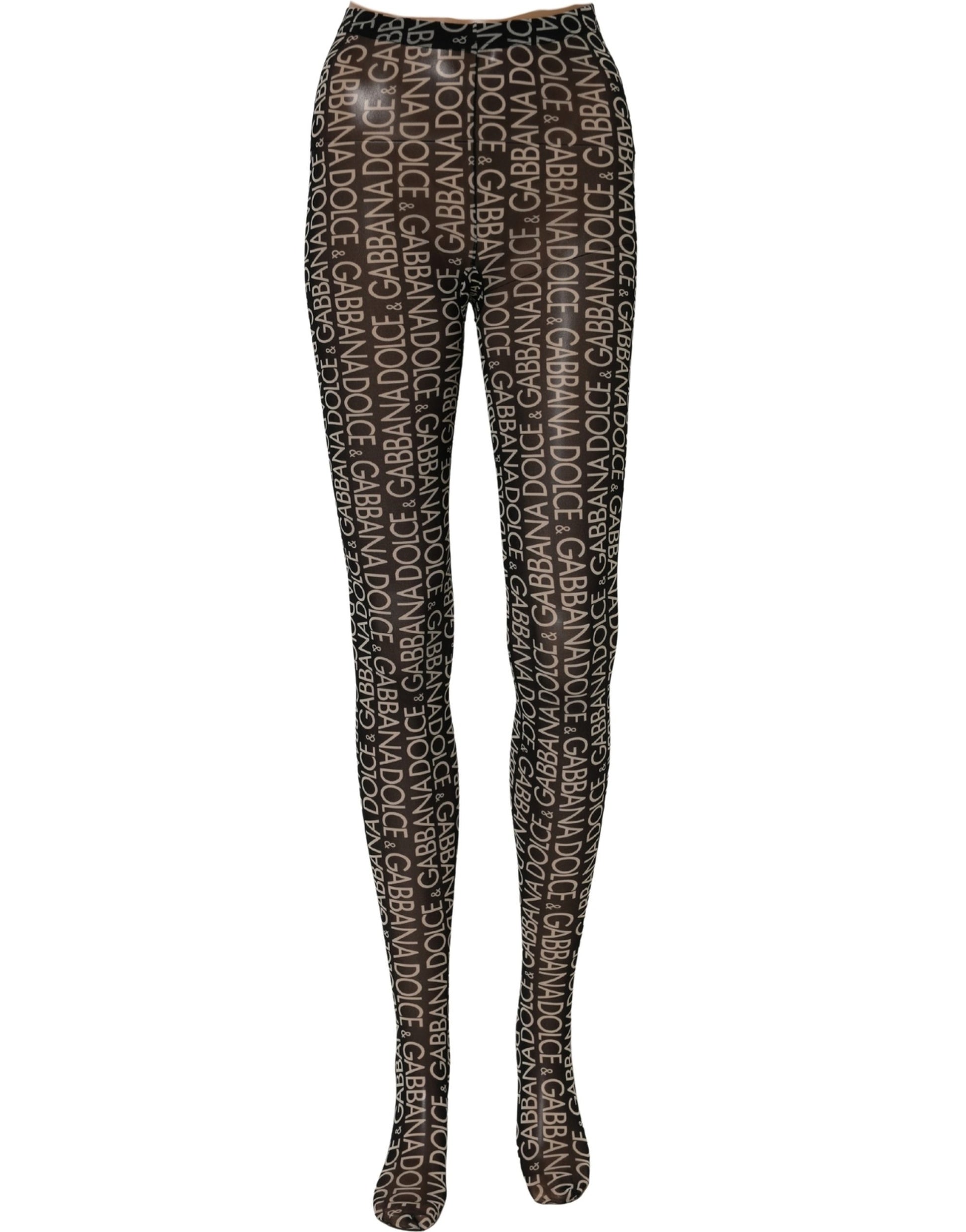 Black White All Over Print Sheer Stretch Tights Socks
