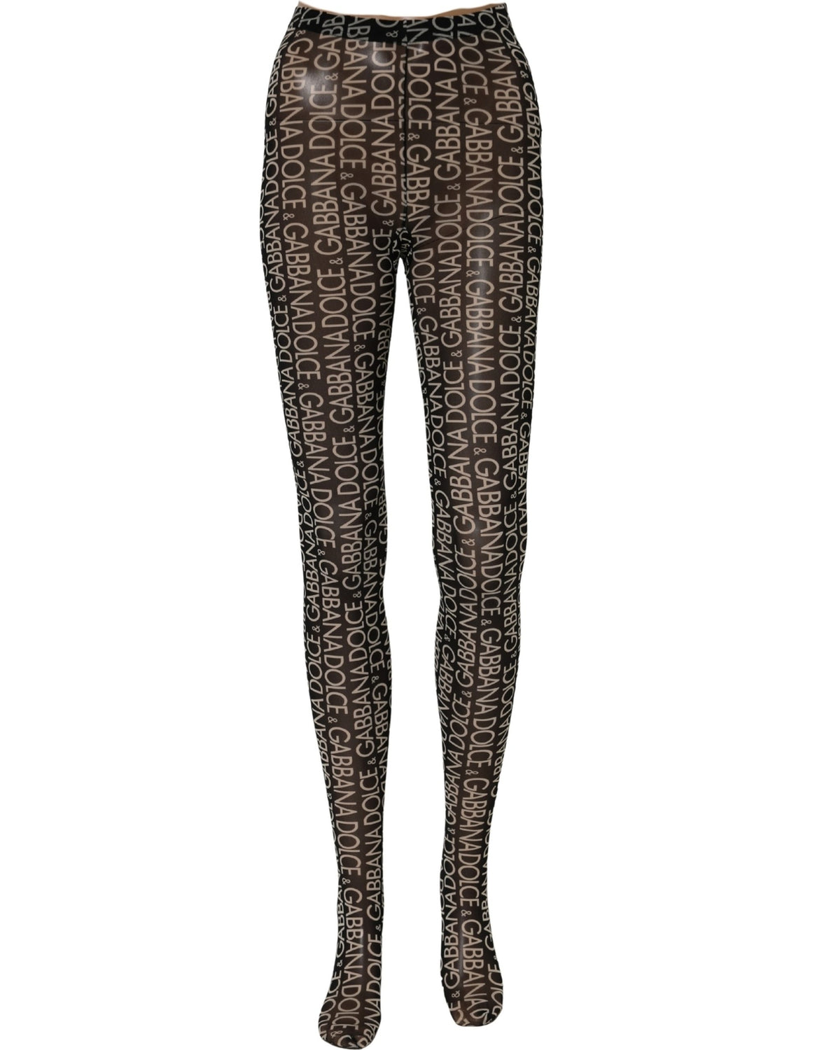Black White All Over Print Sheer Stretch Tights Socks