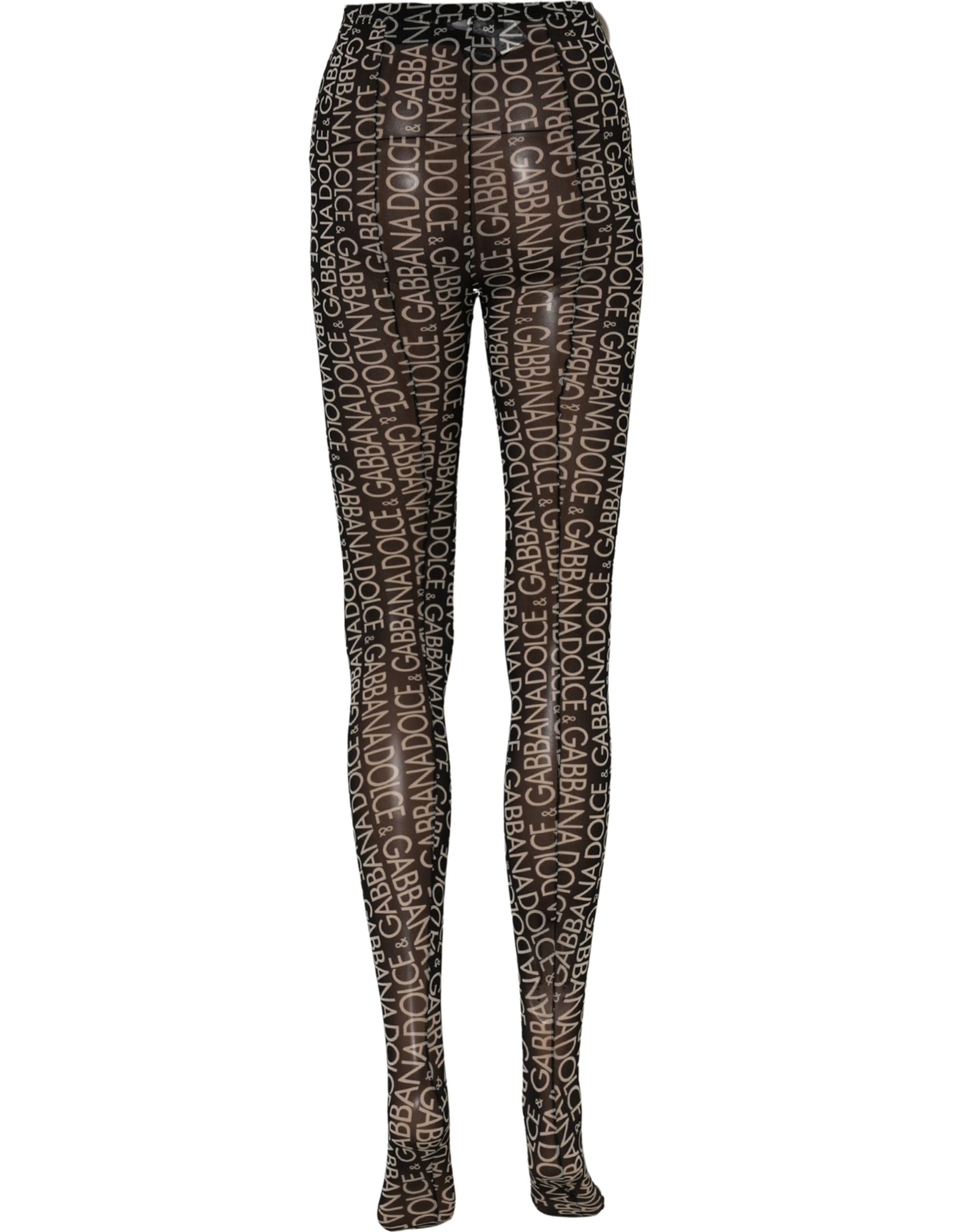 Black White All Over Print Sheer Stretch Tights Socks