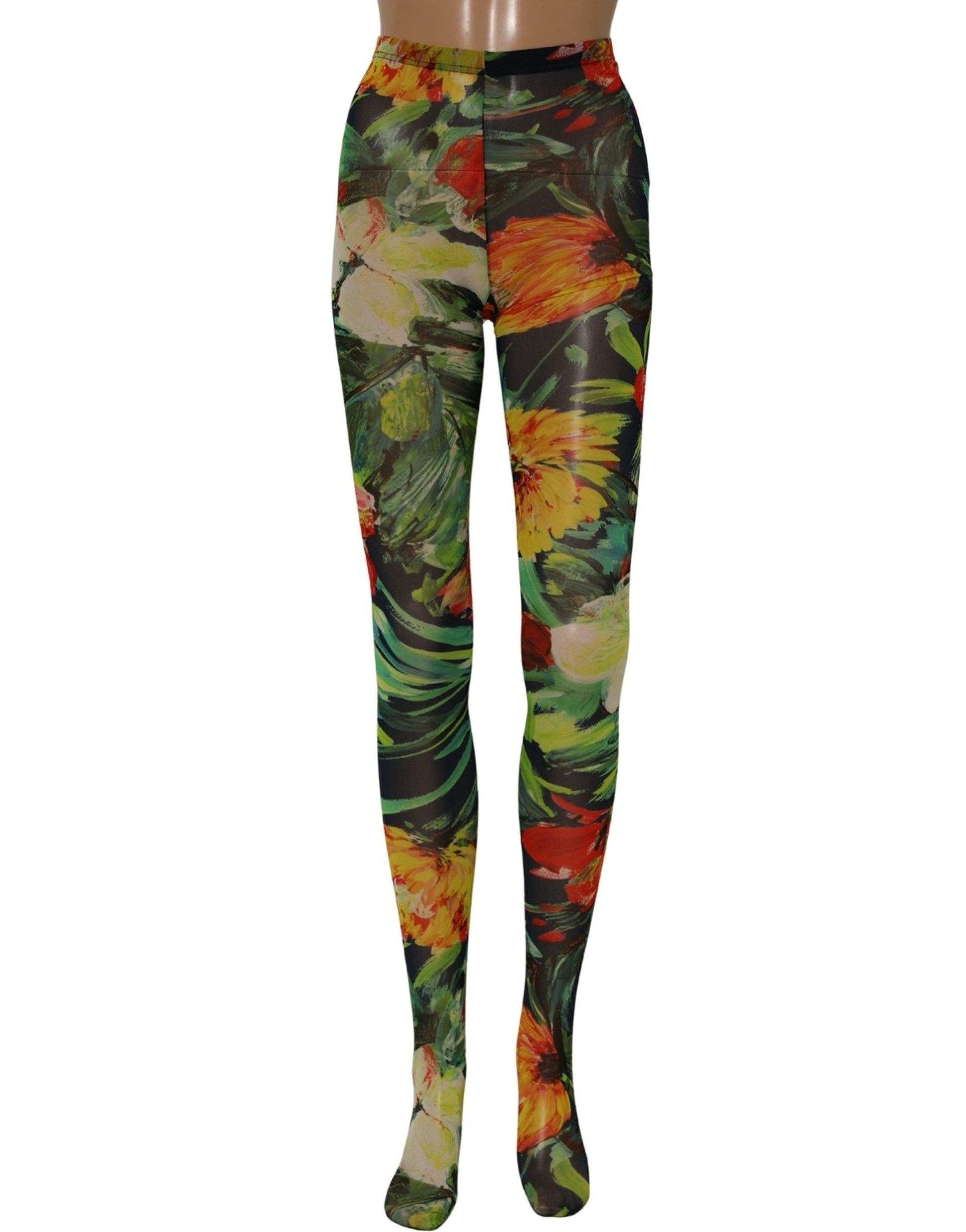 Black Floral Print Tights Sheer Stockings Socks