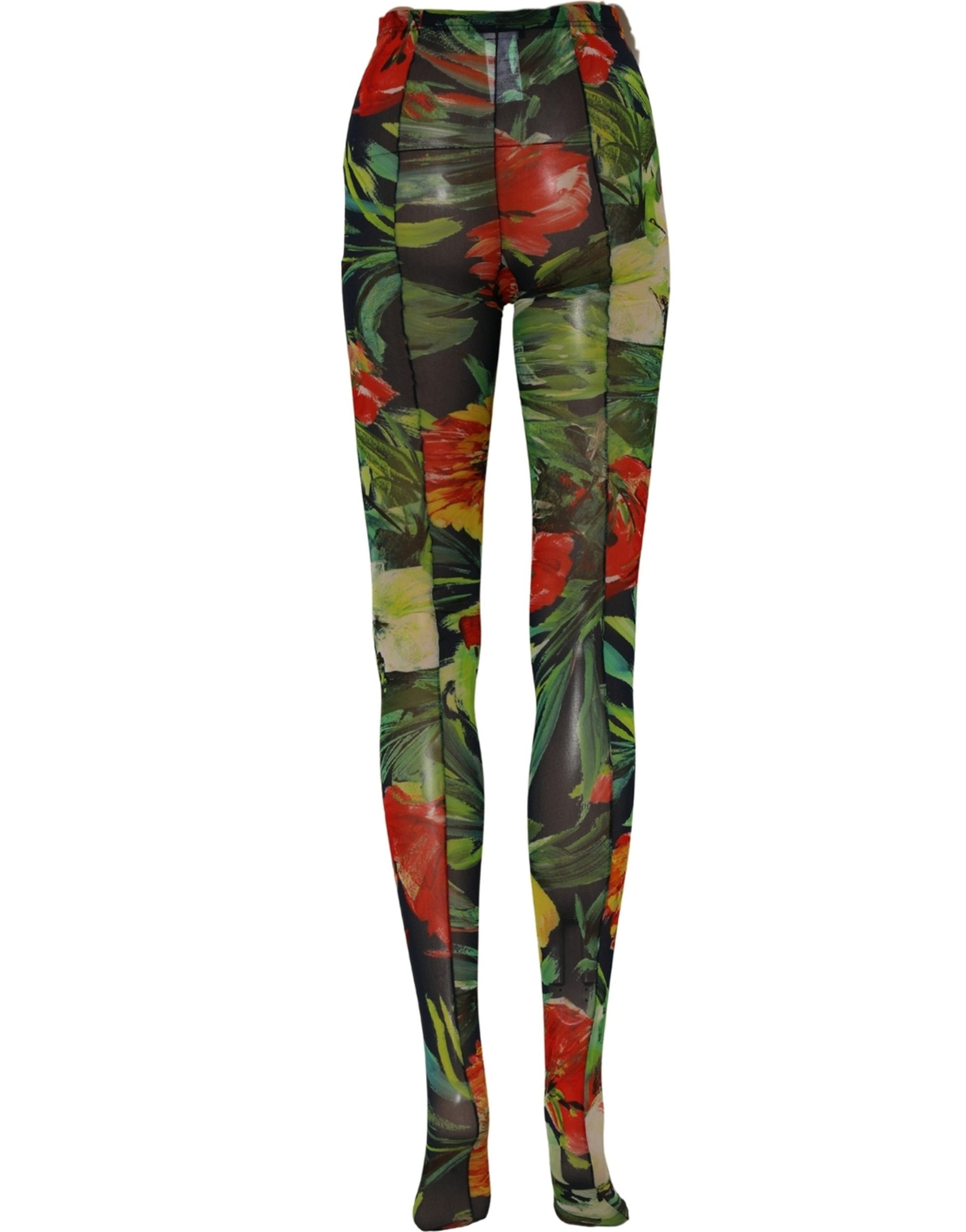 Black Floral Print Tights Sheer Stockings Socks