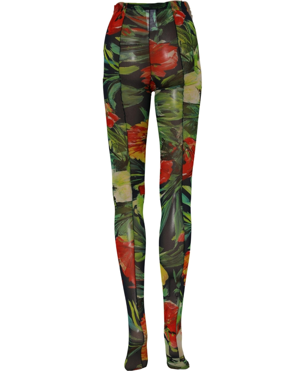 Black Floral Print Tights Sheer Stockings Socks
