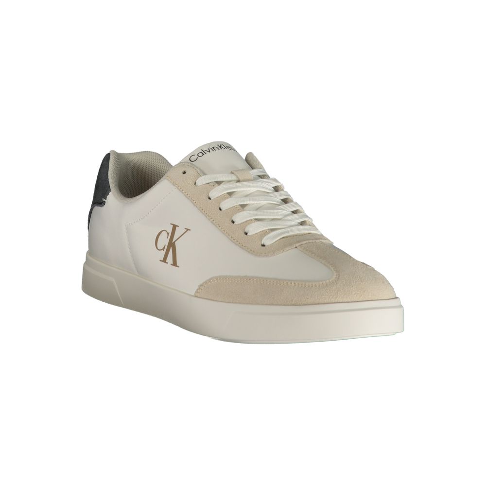 White Polyester Men's Sneaker