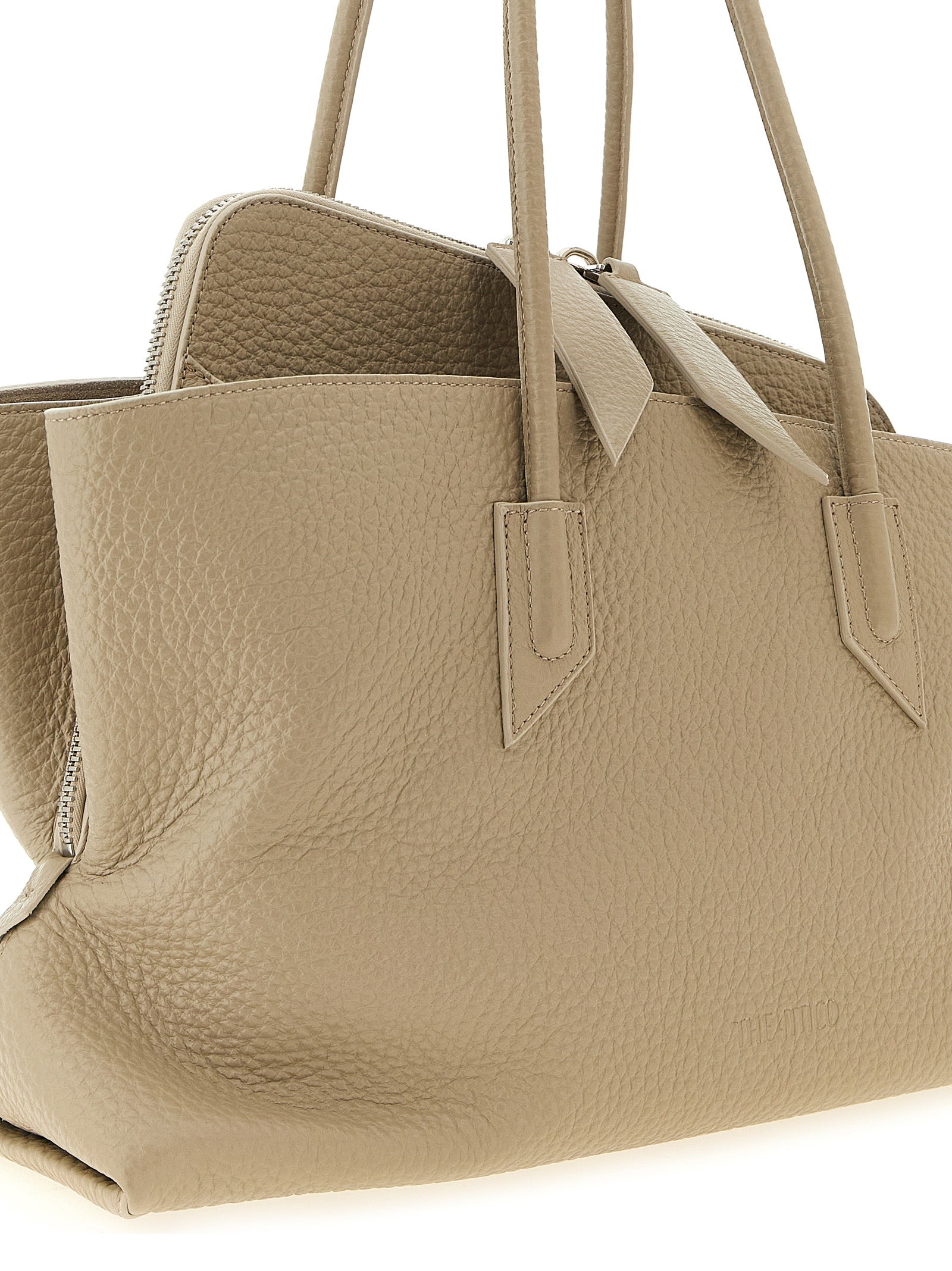Beige Bovine Leather Shoulder Bag