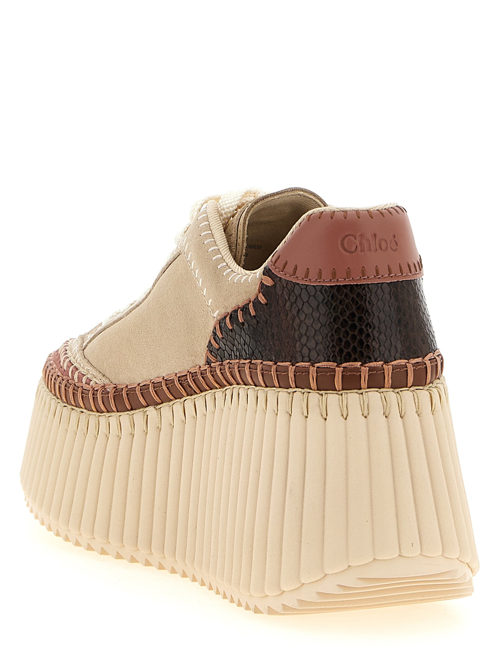 Beige Polyester Wedge Sandals