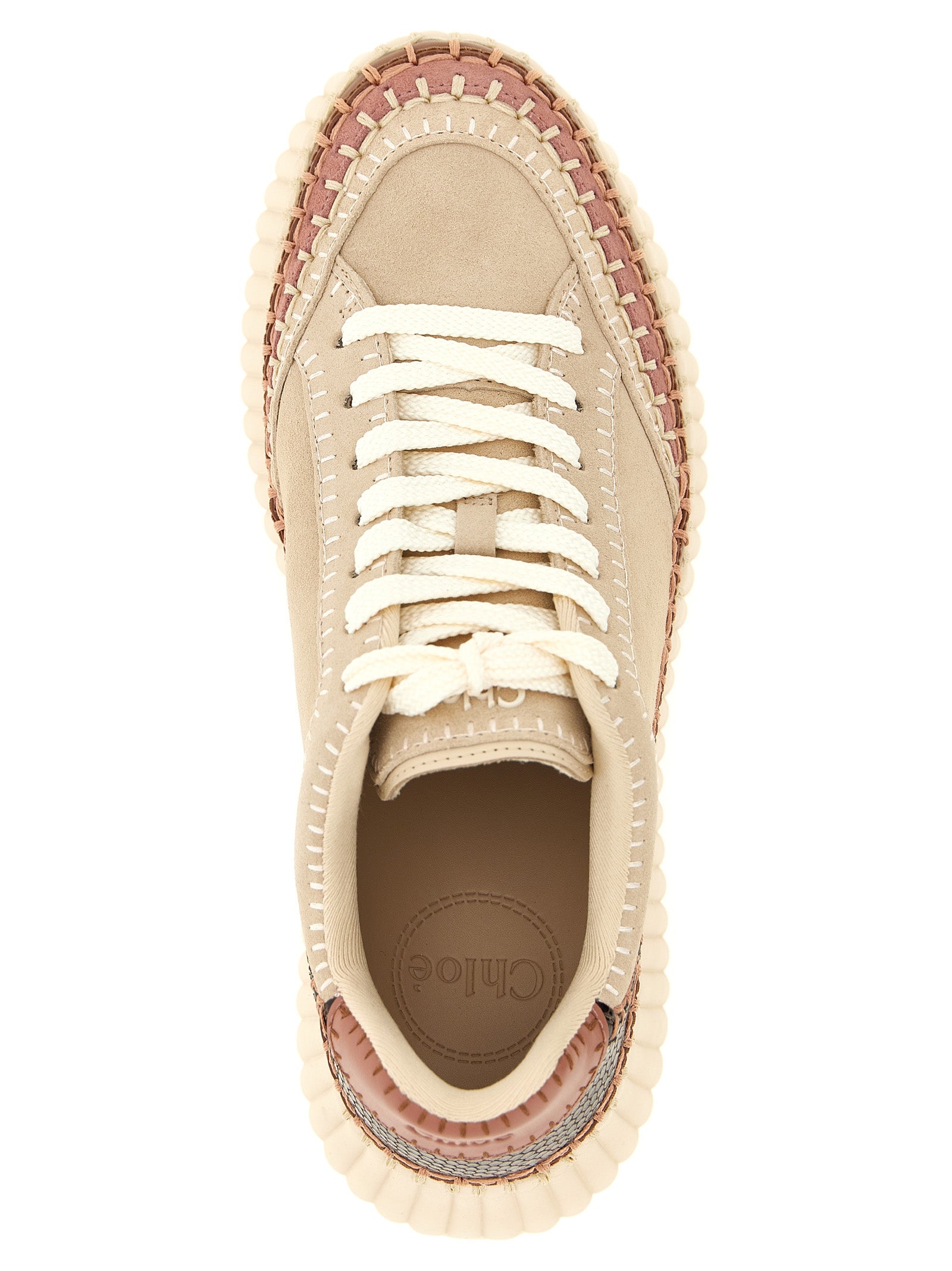 Beige Polyester Wedge Sandals