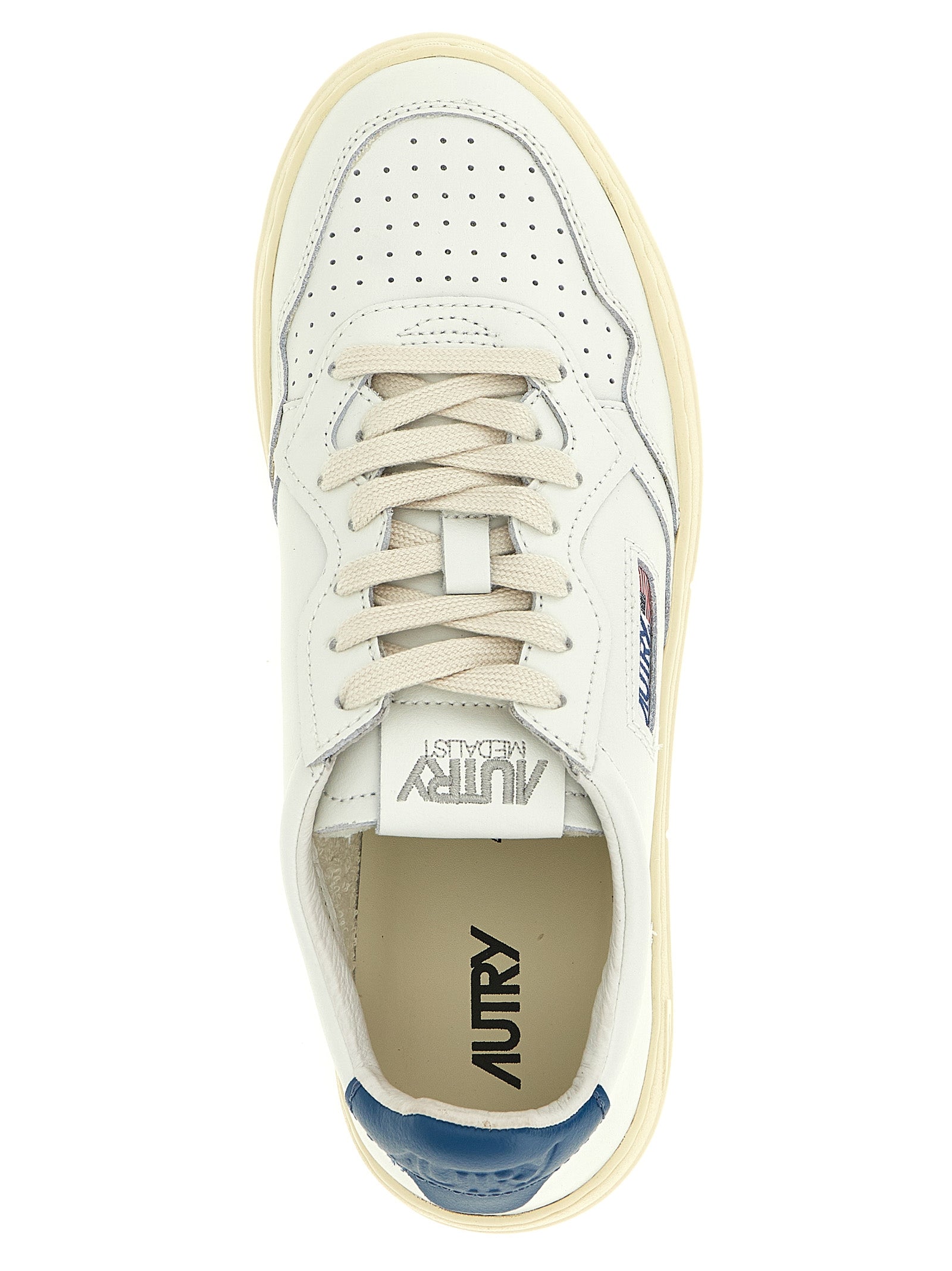 Blue Cowhide Low Top Sneakers
