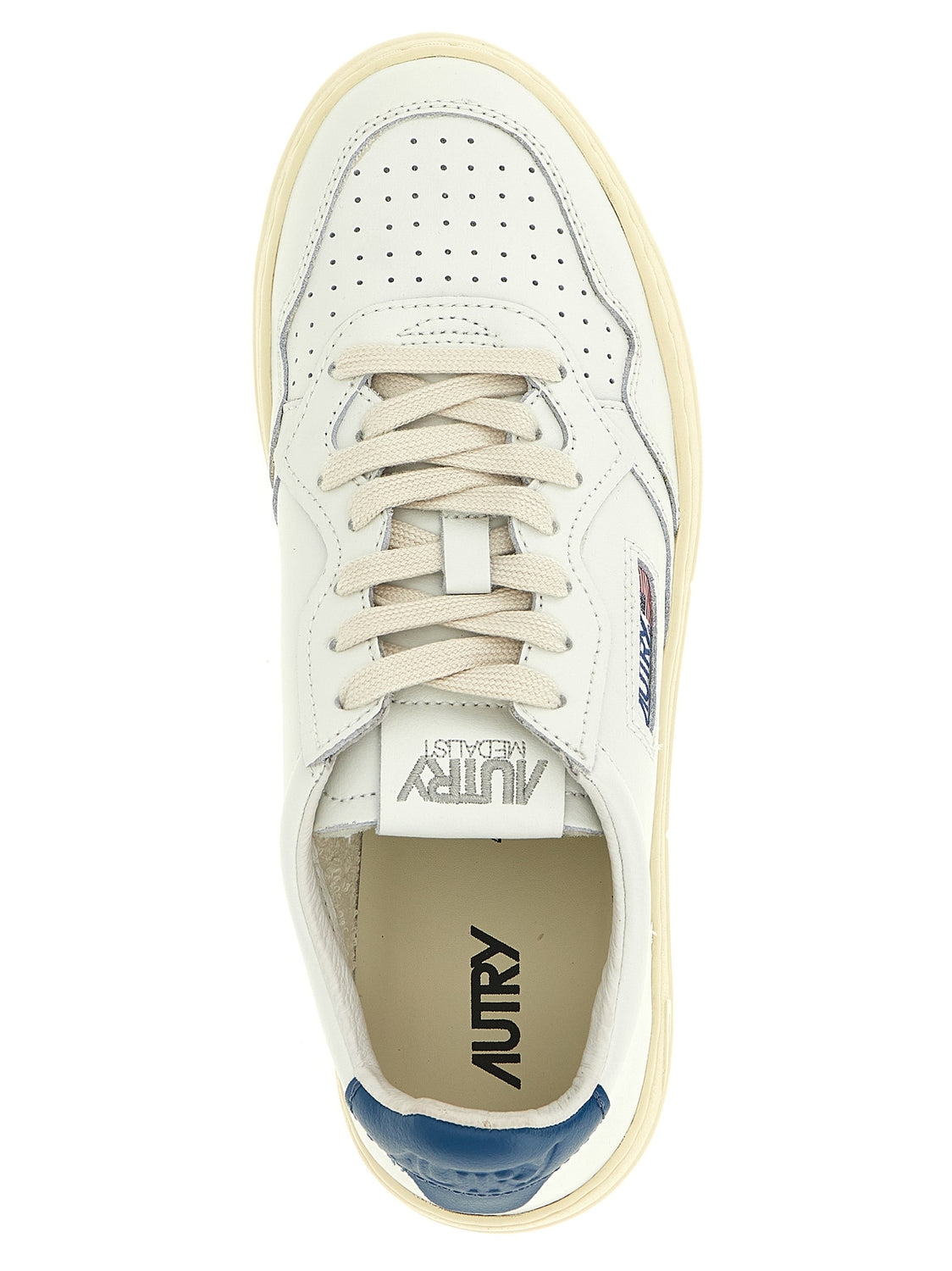 Blue Cowhide Low Top Sneakers