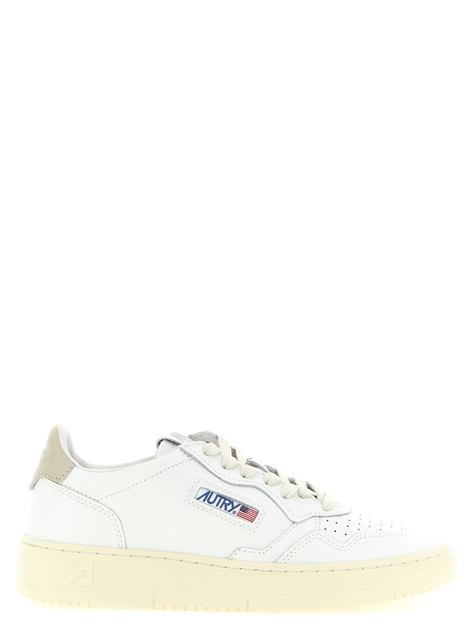 Beige Cowhide Low Top Sneakers