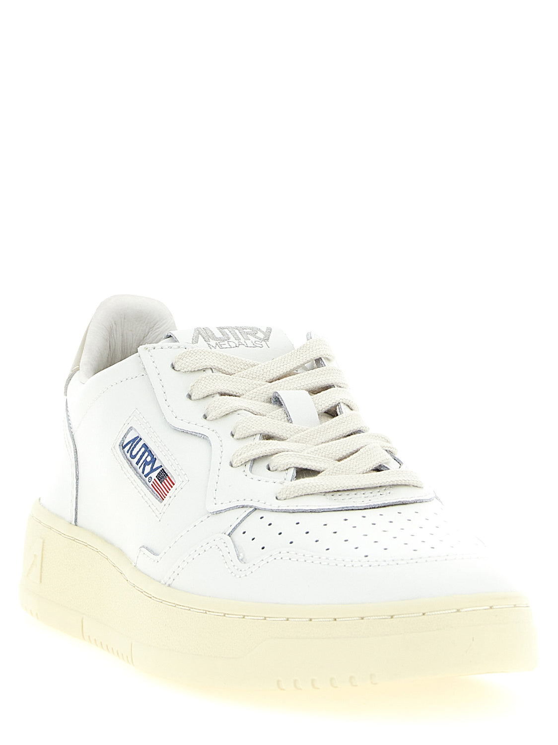 Beige Cowhide Low Top Sneakers