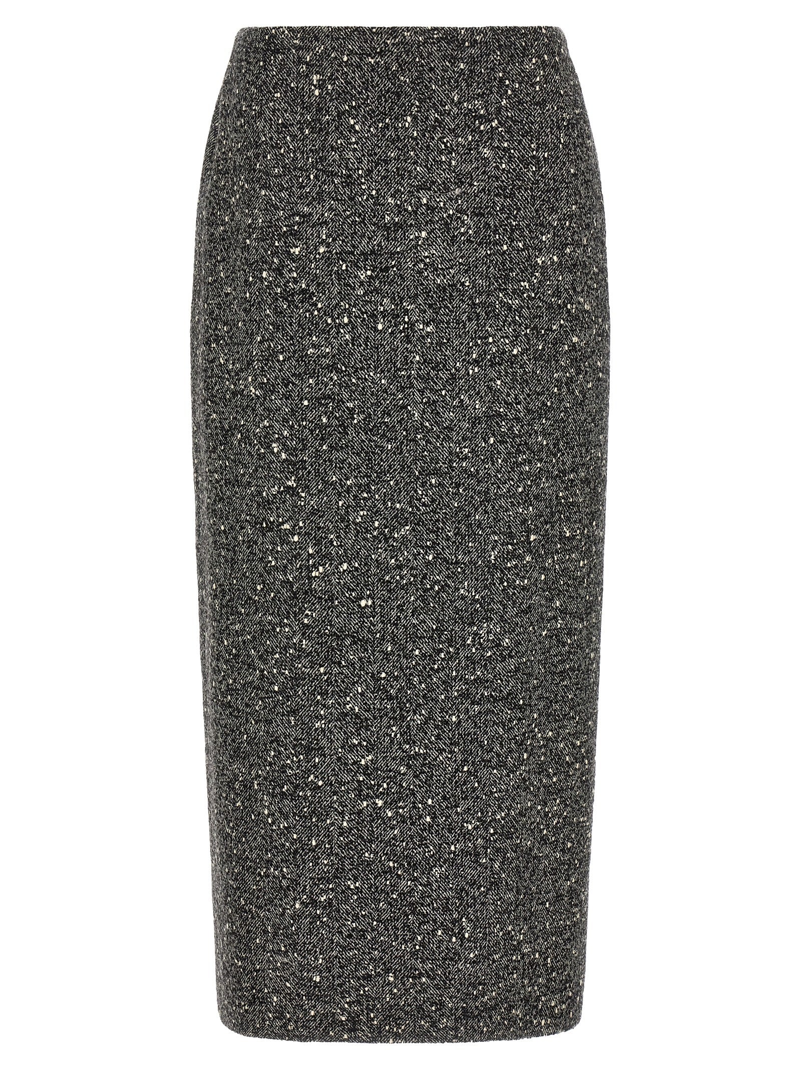 Bicolor Virgin Wool Midi Skirt