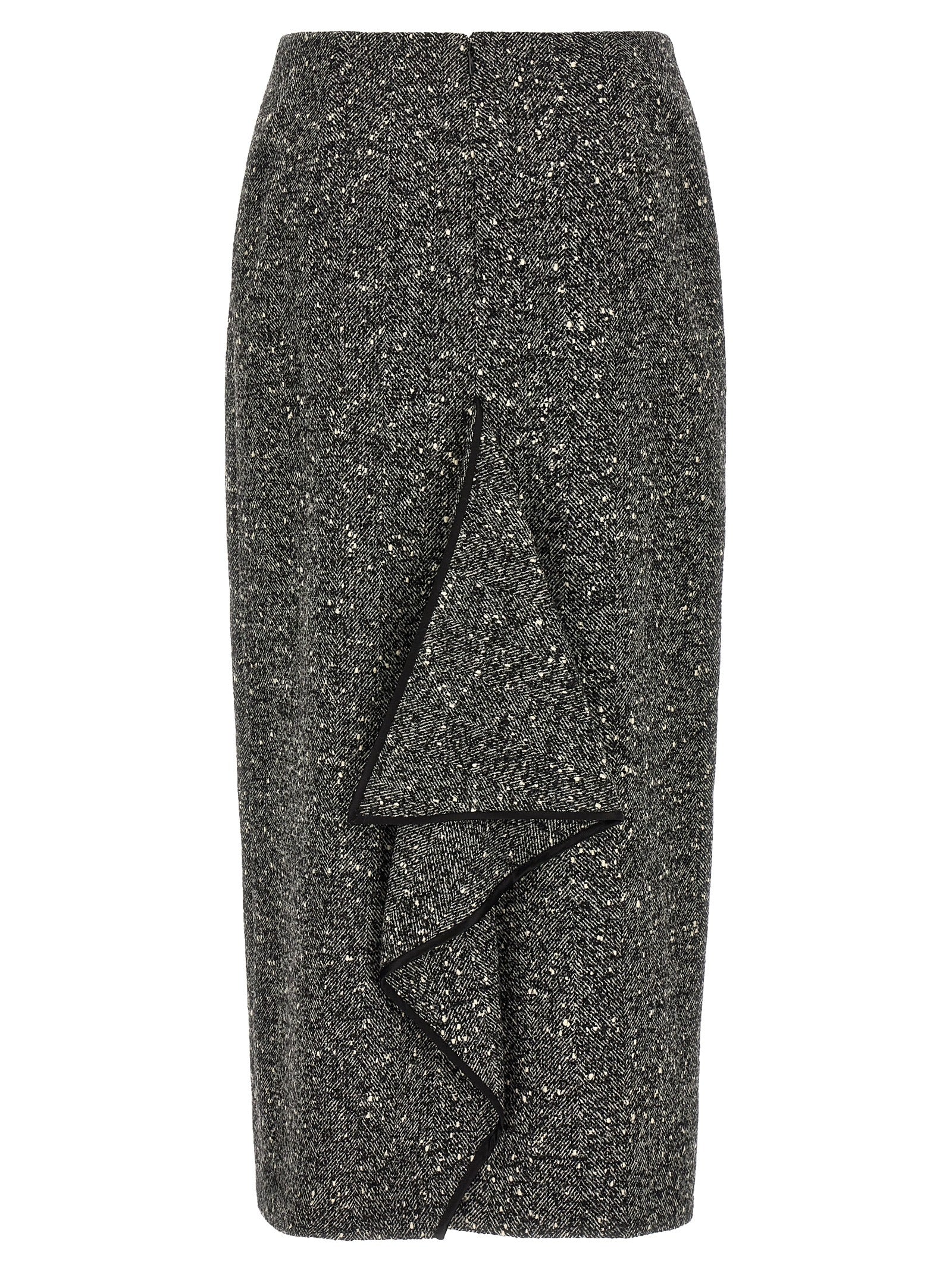 Bicolor Virgin Wool Midi Skirt