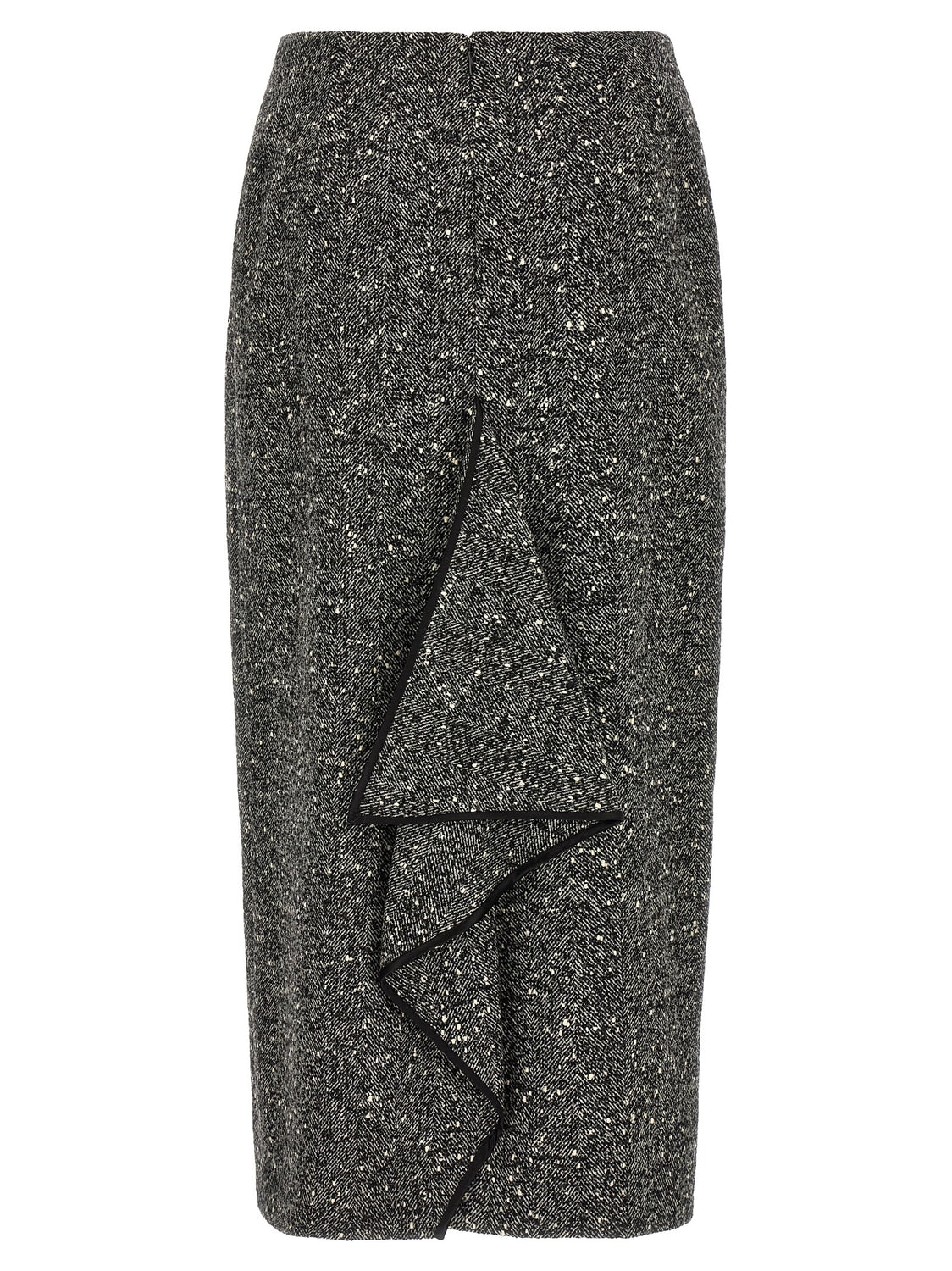 Bicolor Virgin Wool Midi Skirt
