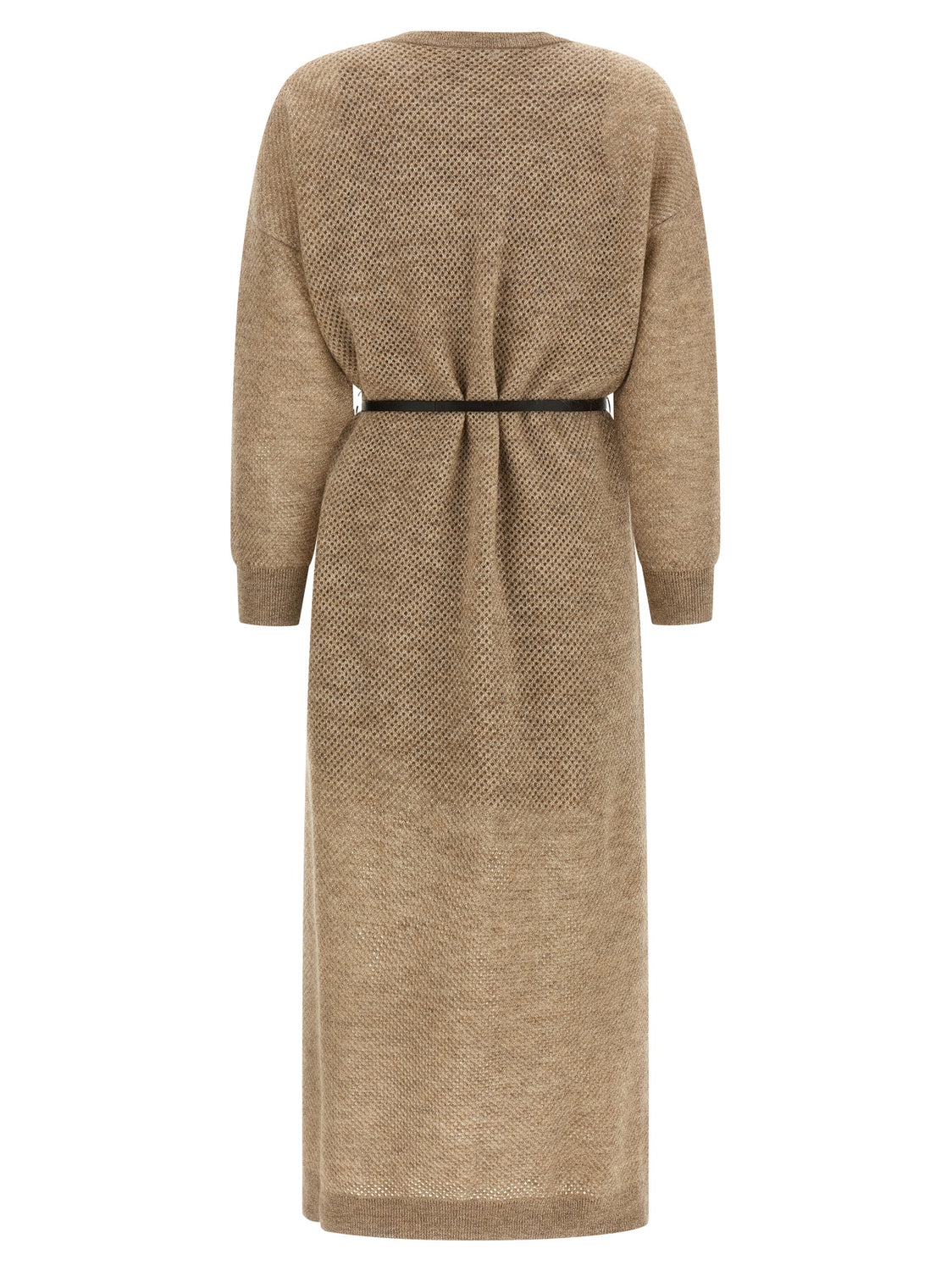 Beige Wool Midi Dress