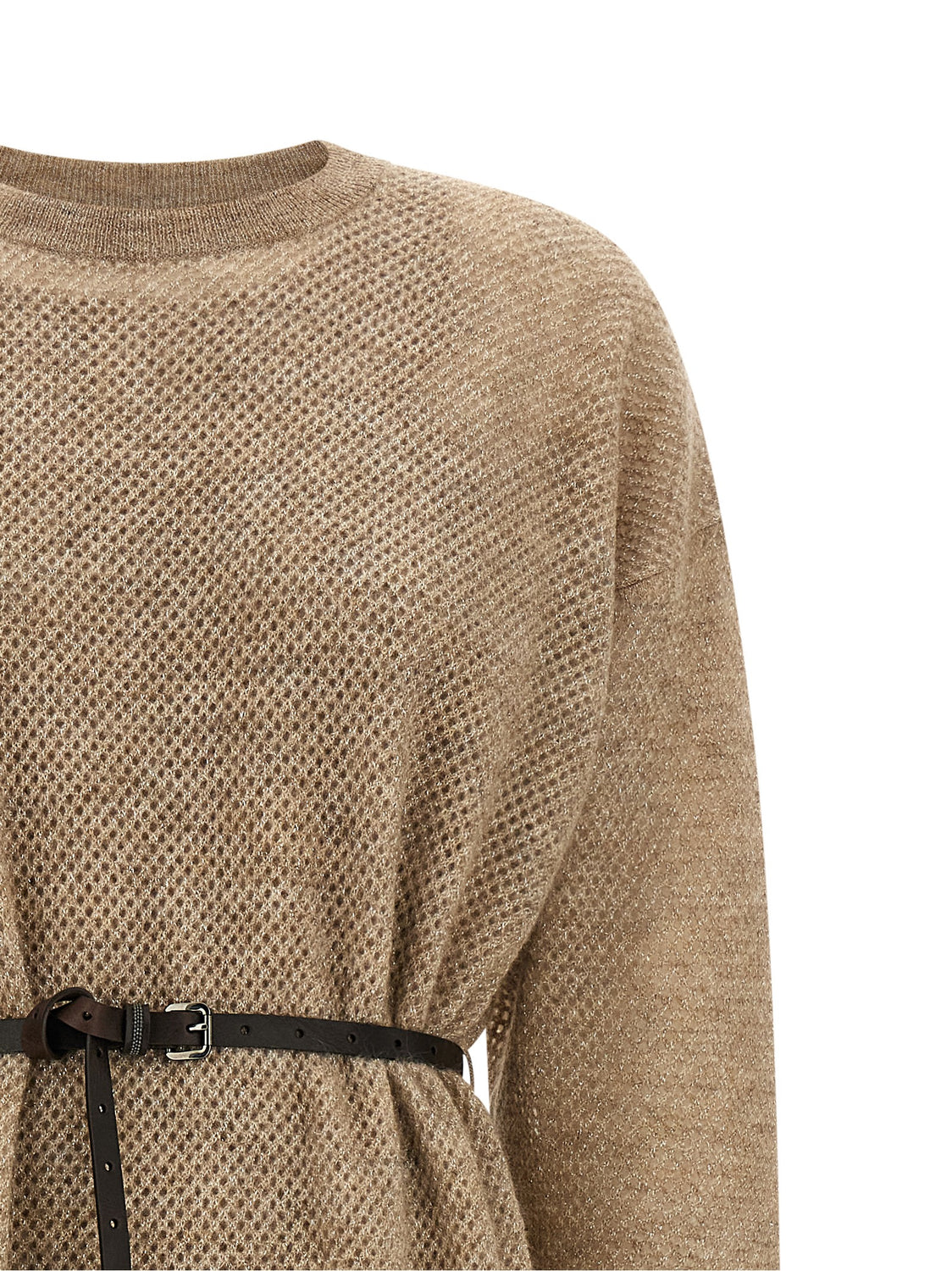 Beige Wool Midi Dress