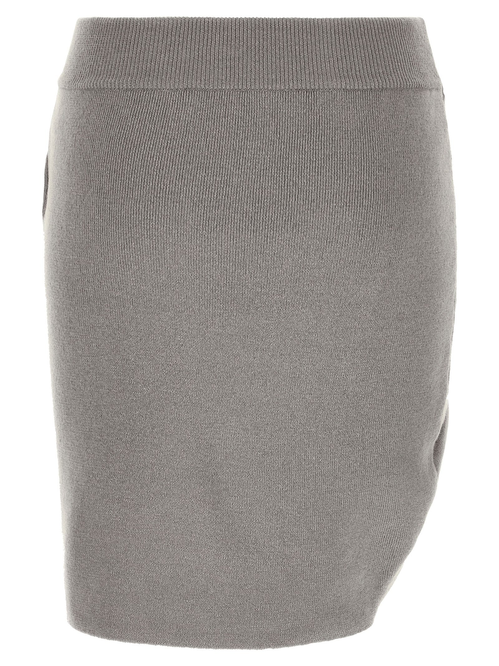 Gray Virgin Wool Long Skirt