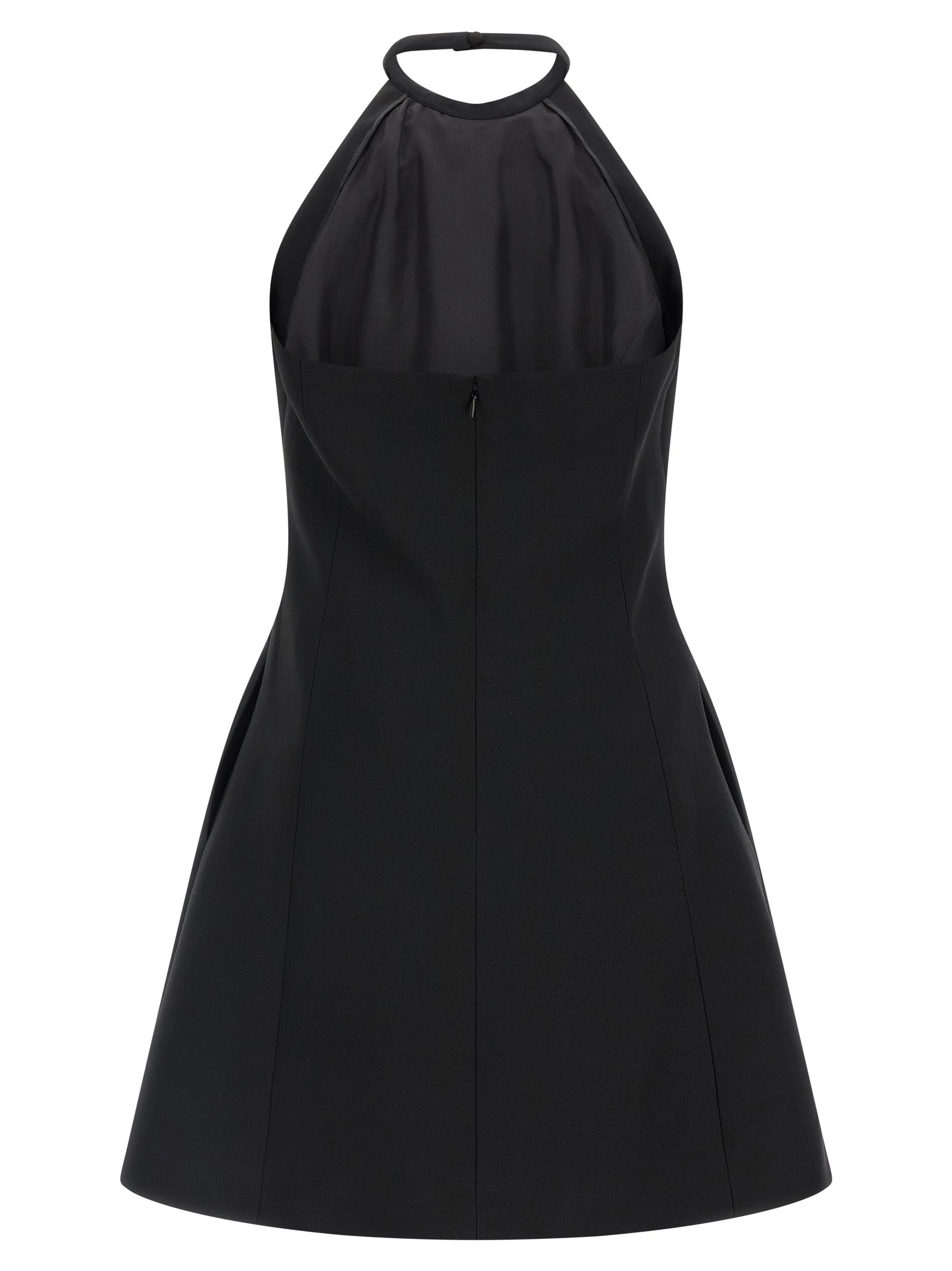 Black Virgin Wool Short Dress