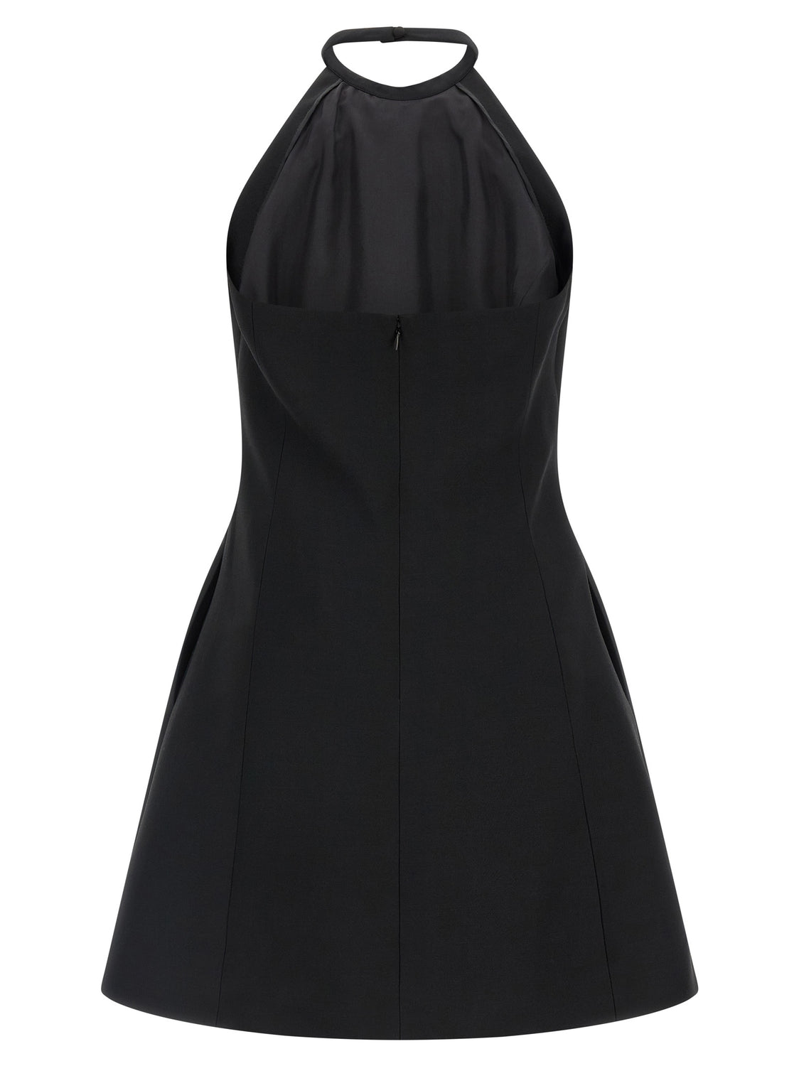 Black Virgin Wool Short Dress