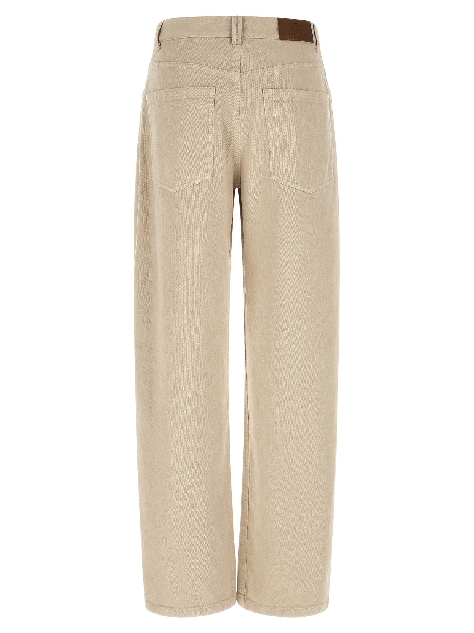 Beige Cotton Relaxed Fit Jeans