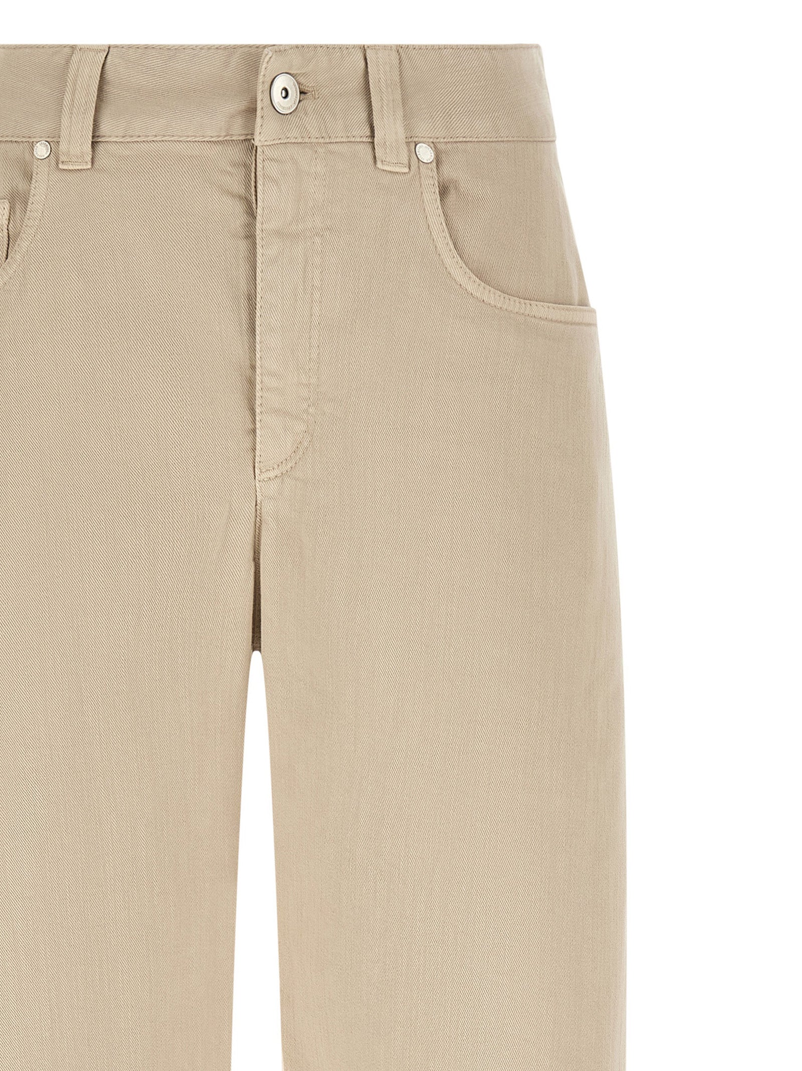 Beige Cotton Relaxed Fit Jeans