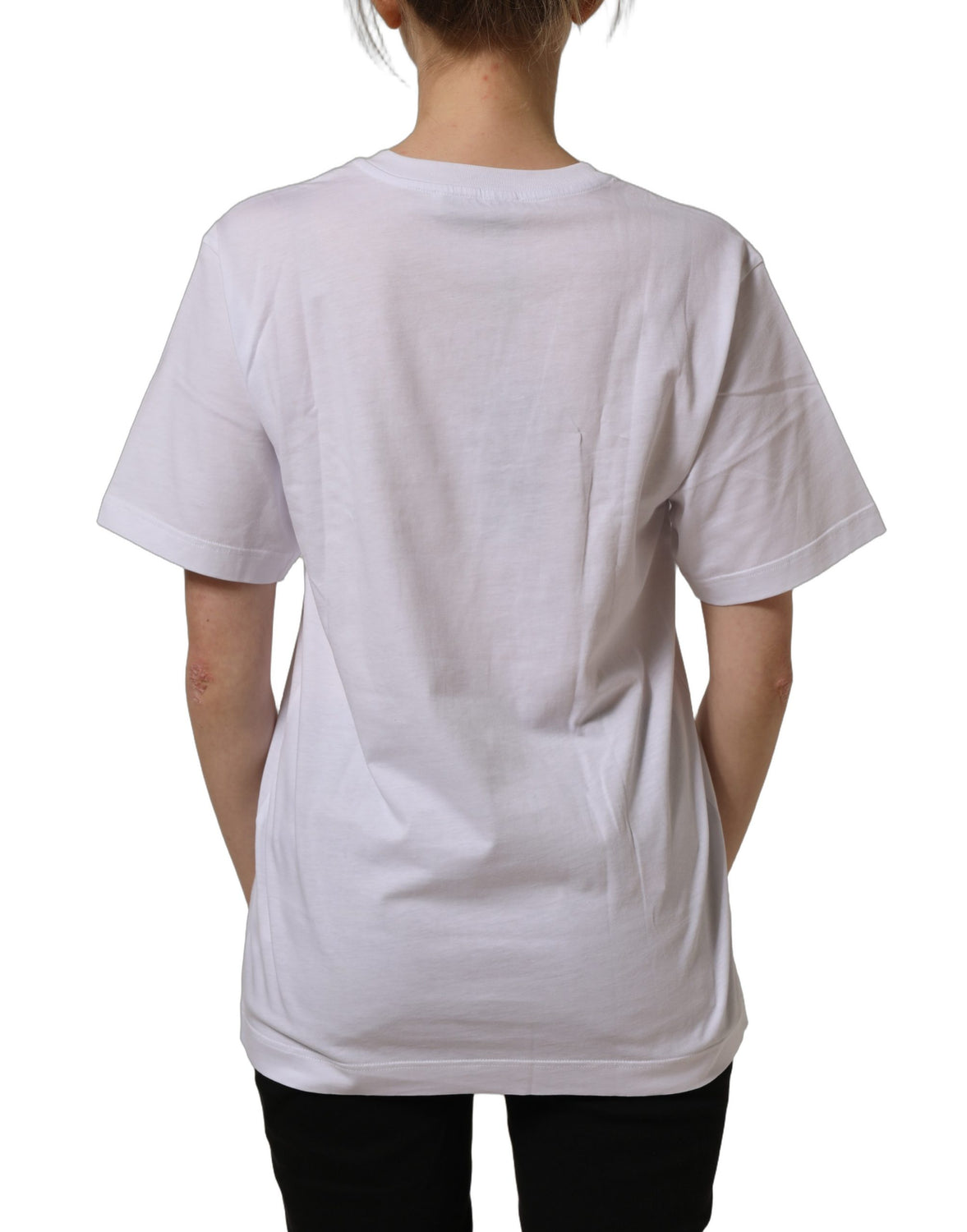 White Cotton Gold DG Logo Crew Neck T-shirt