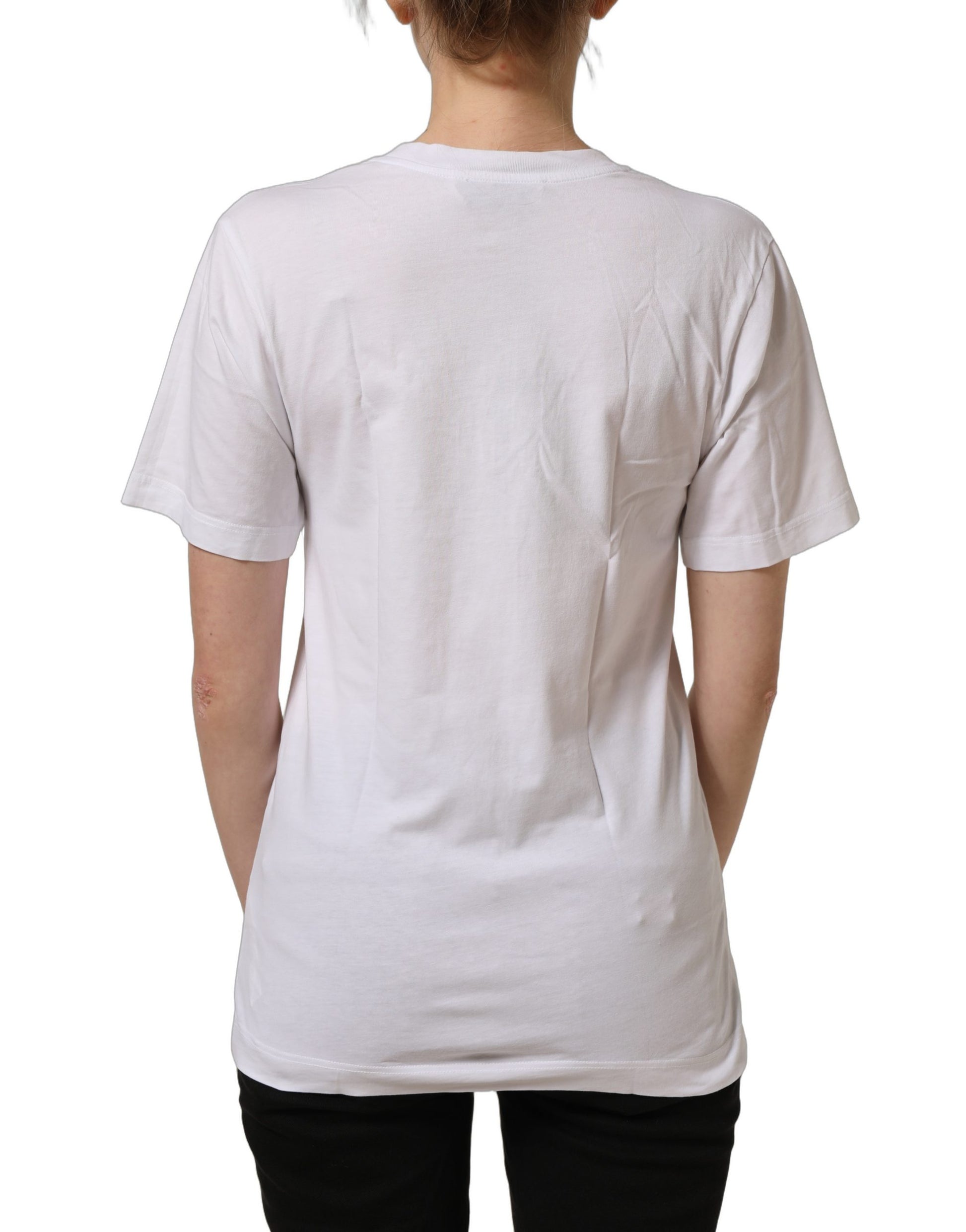 White Cotton Gold DG Logo V-Neck T-shirt