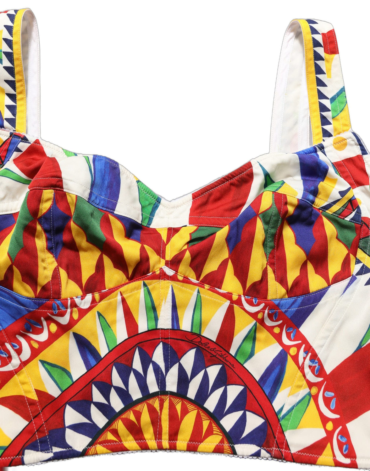 Multicolor Silk Carretto Print Cropped Tank Top