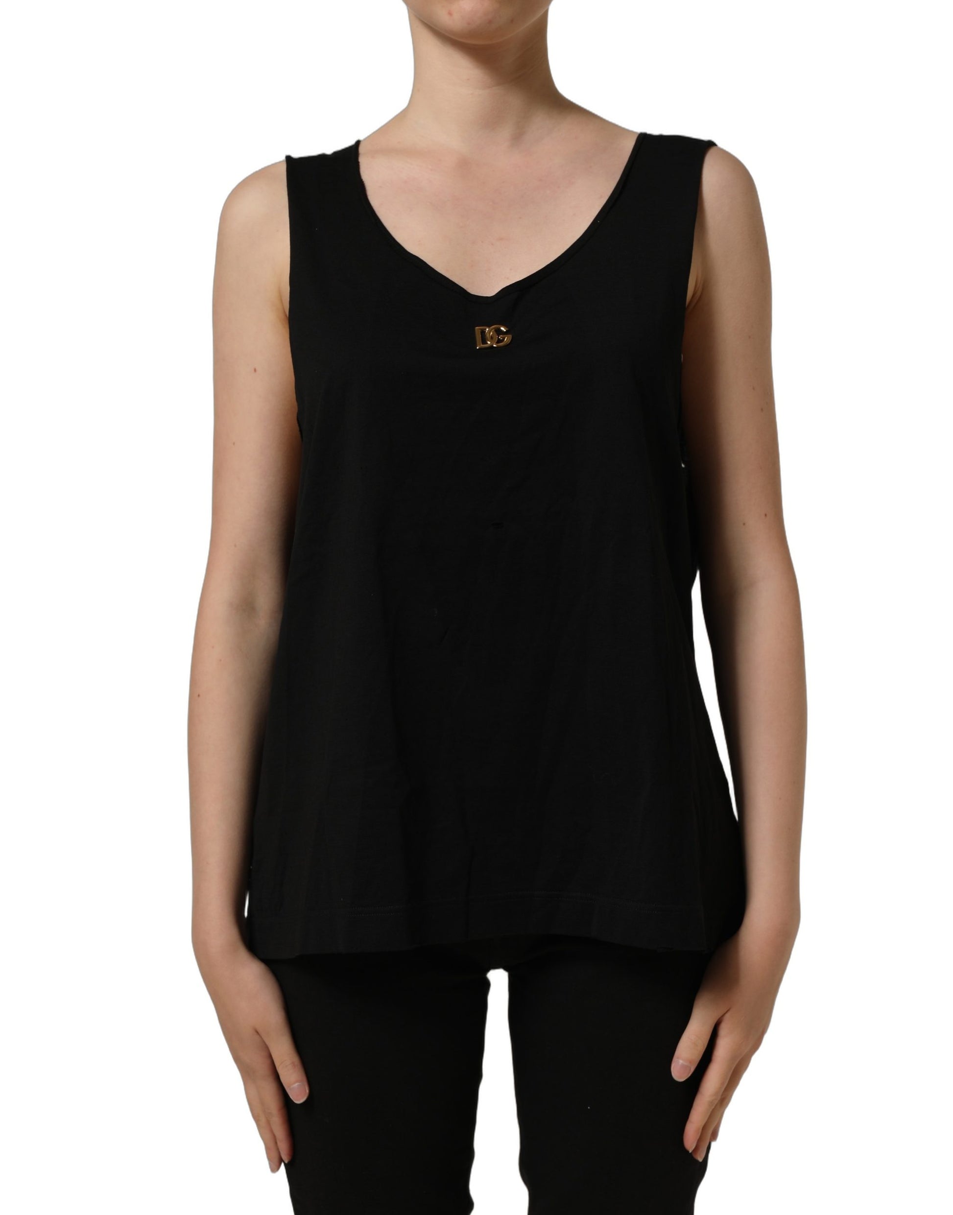 Black Gold DG Logo Cotton Sleeveless Tank Top
