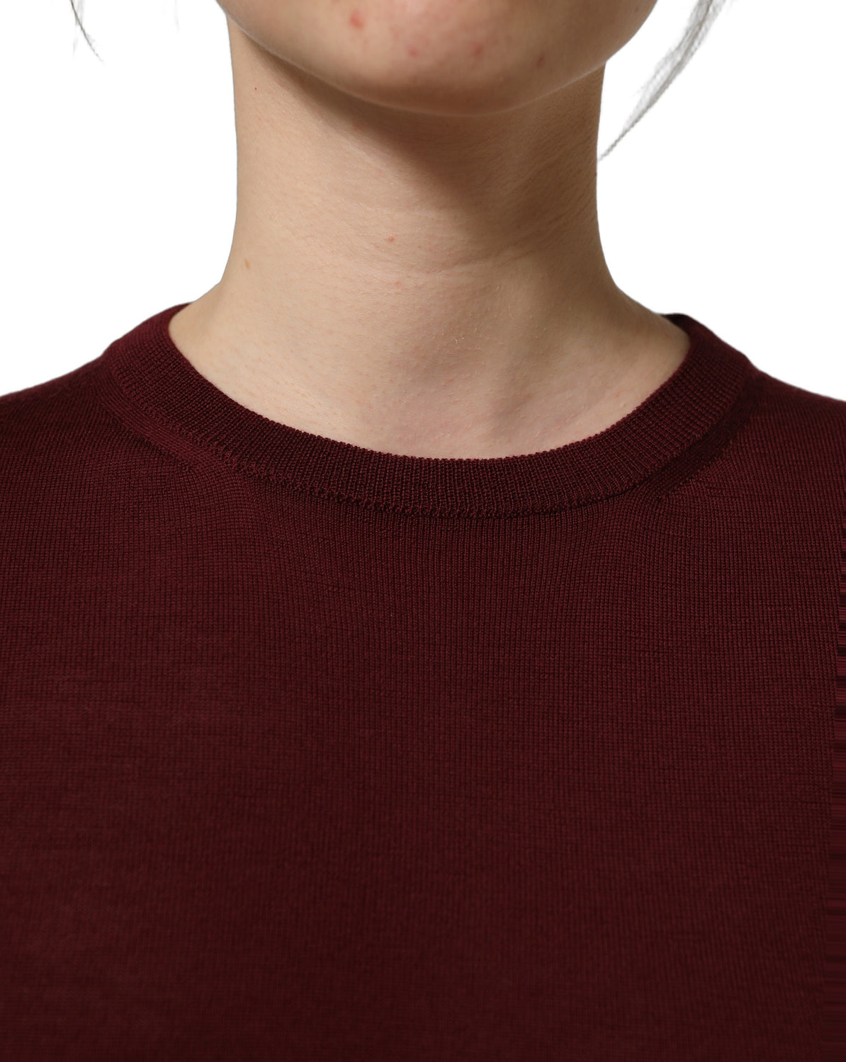 Maroon Wool Knitted CrewNeck Pullover Sweater