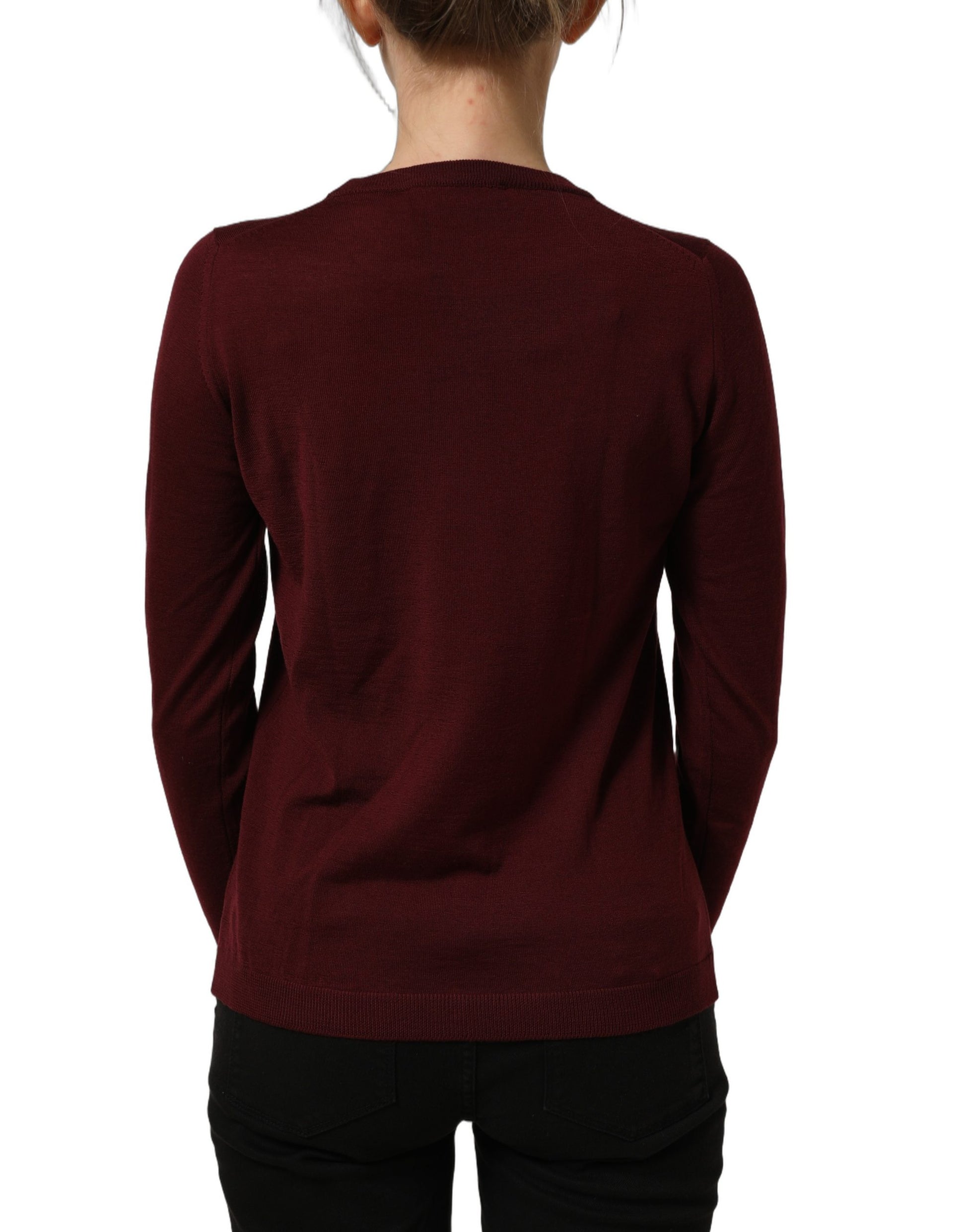 Maroon Wool Knitted CrewNeck Pullover Sweater
