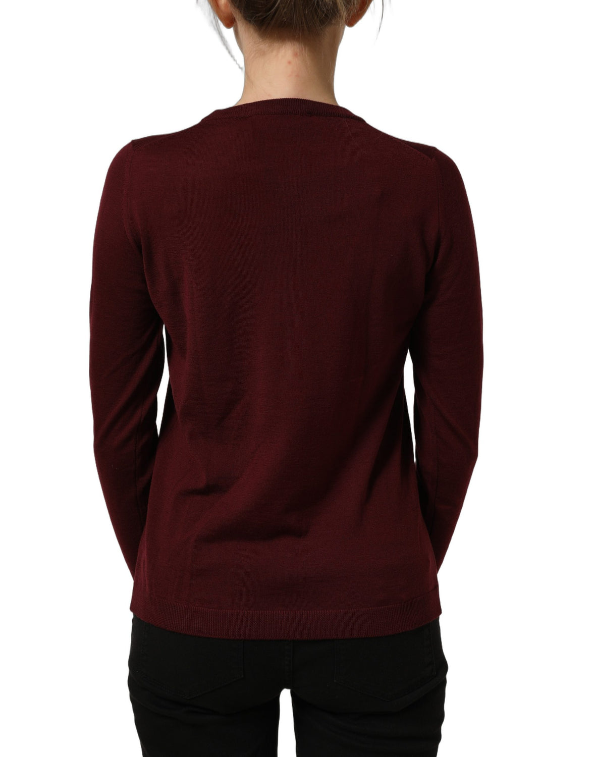 Maroon Wool Knitted CrewNeck Pullover Sweater