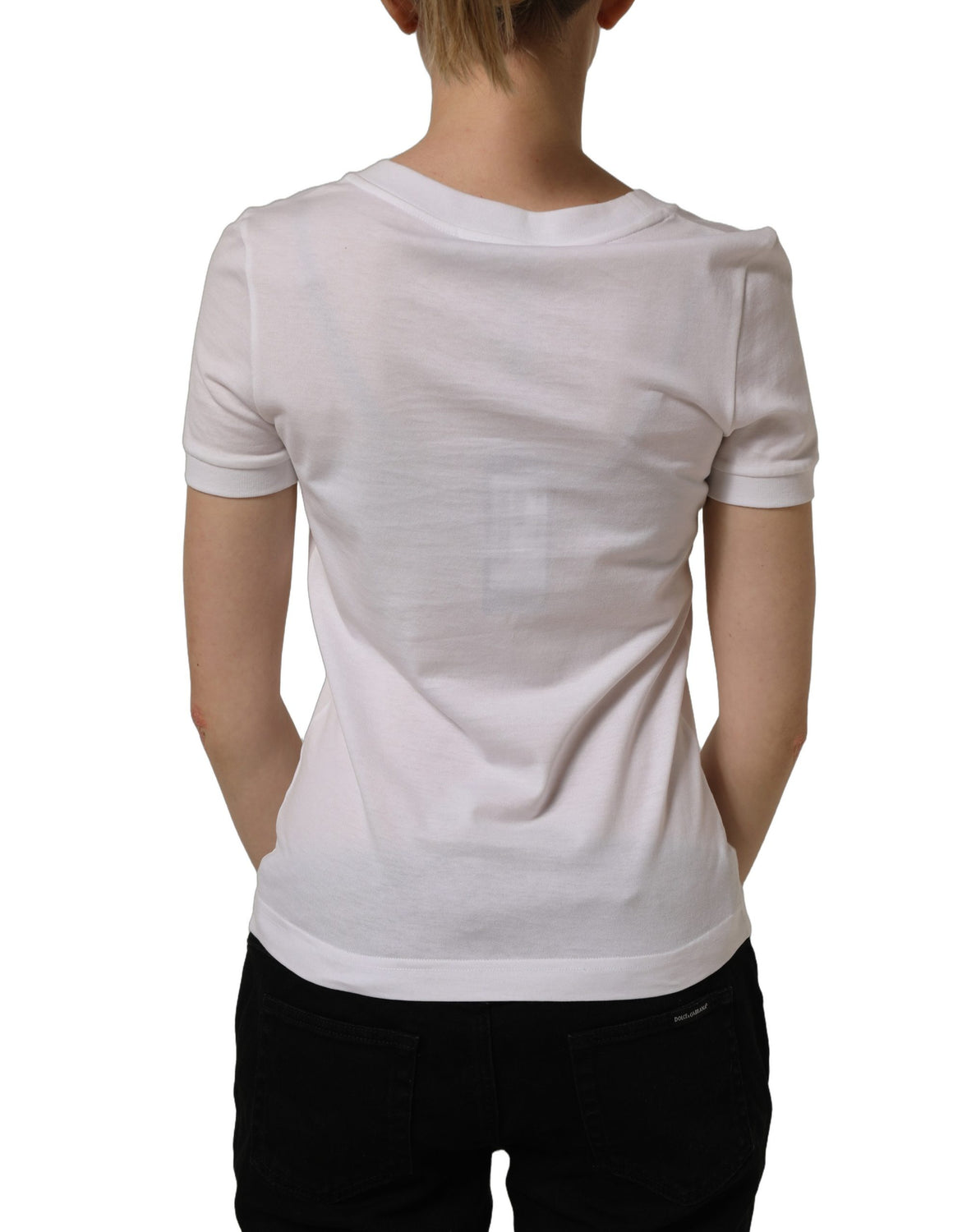 White Crystal Embellished Cross Top T-shirt