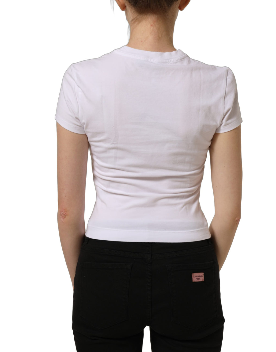 White Floral Logo Print Crew Neck T-shirt