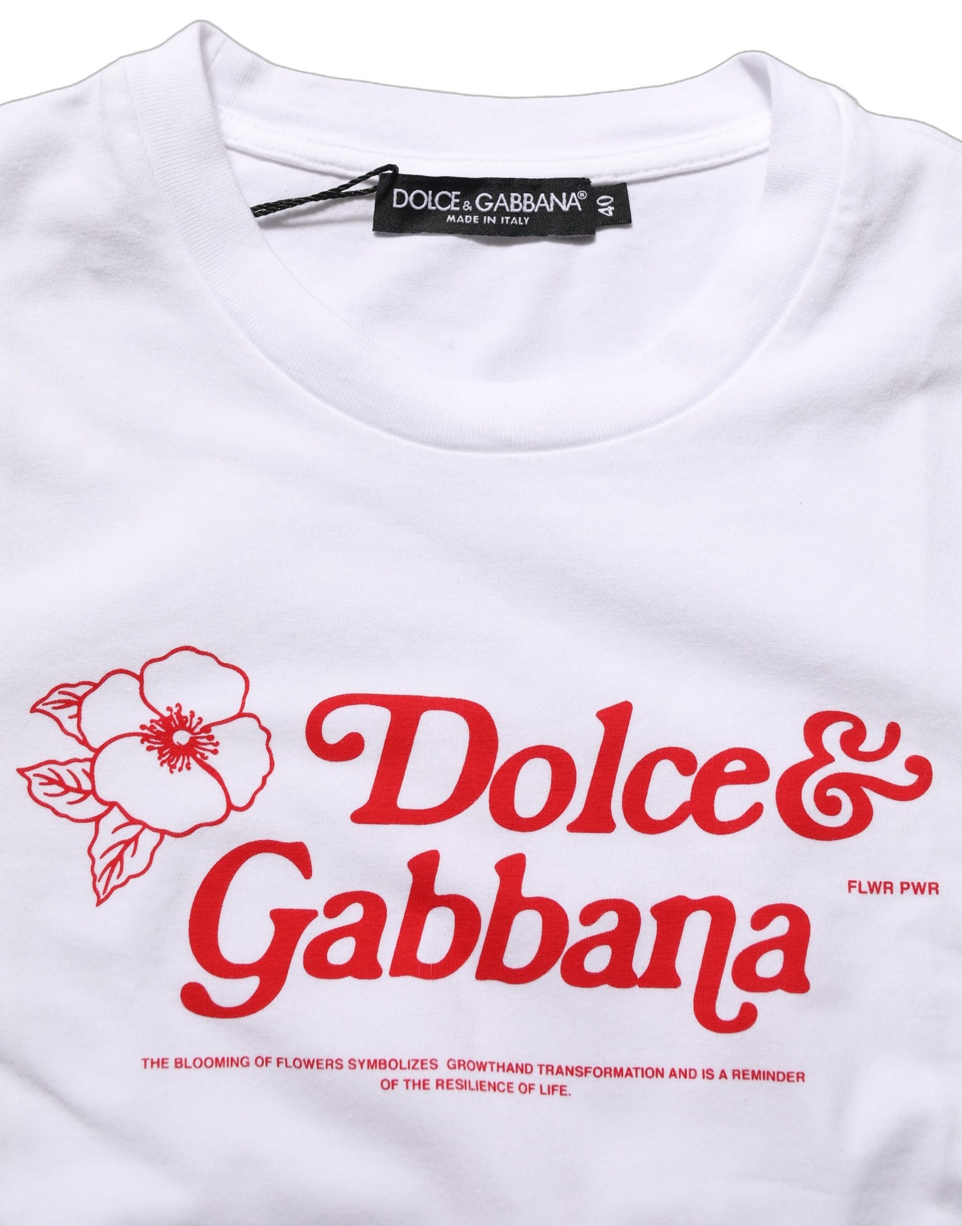 White Floral Logo Print Crew Neck T-shirt