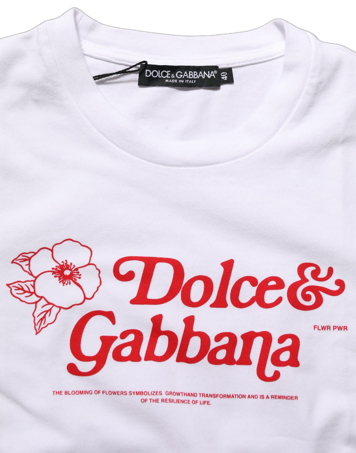 White Floral Logo Print Crew Neck T-shirt